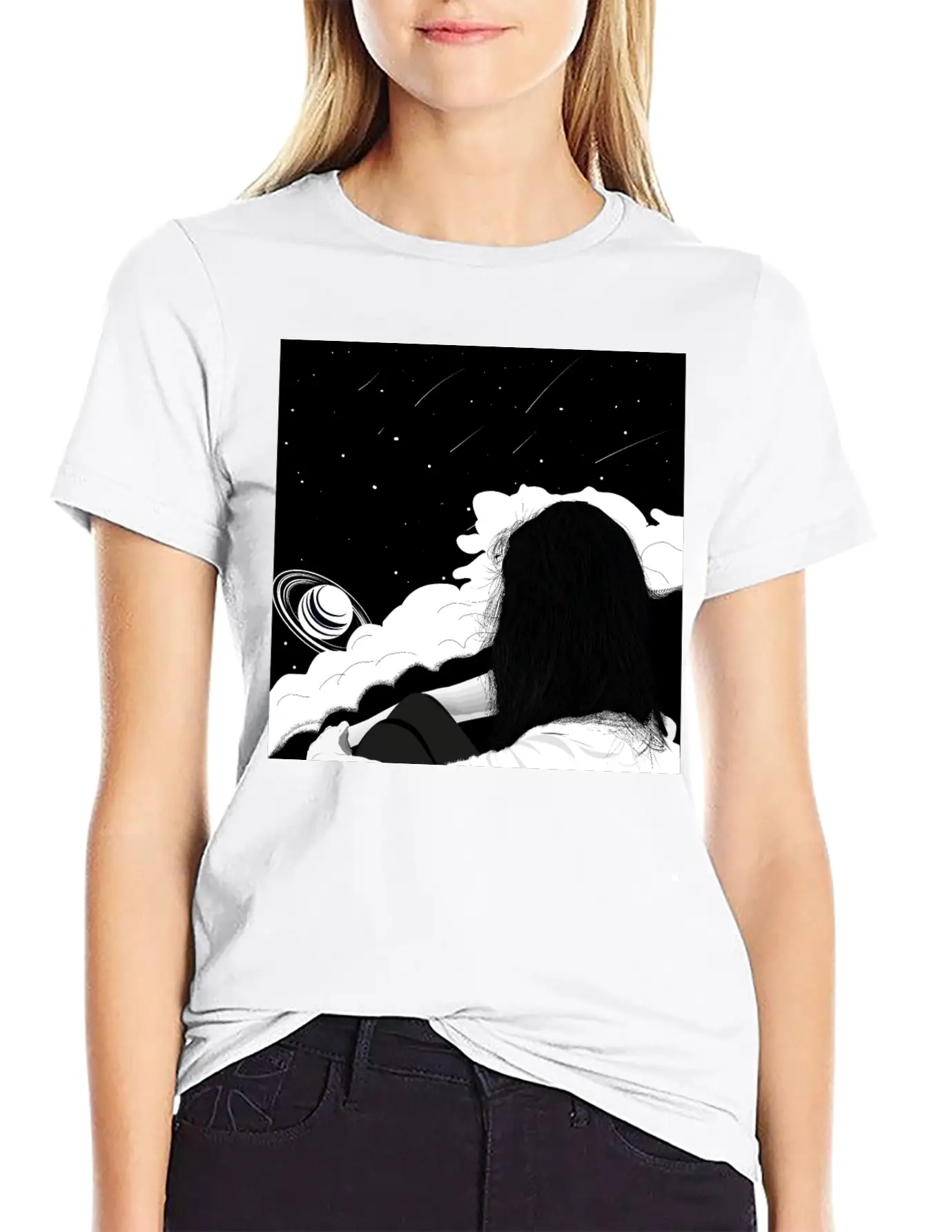 The Girl And The Planets Unisex Short Sleeve Soft Cotton T-Shirt – Casual Everyday Wear