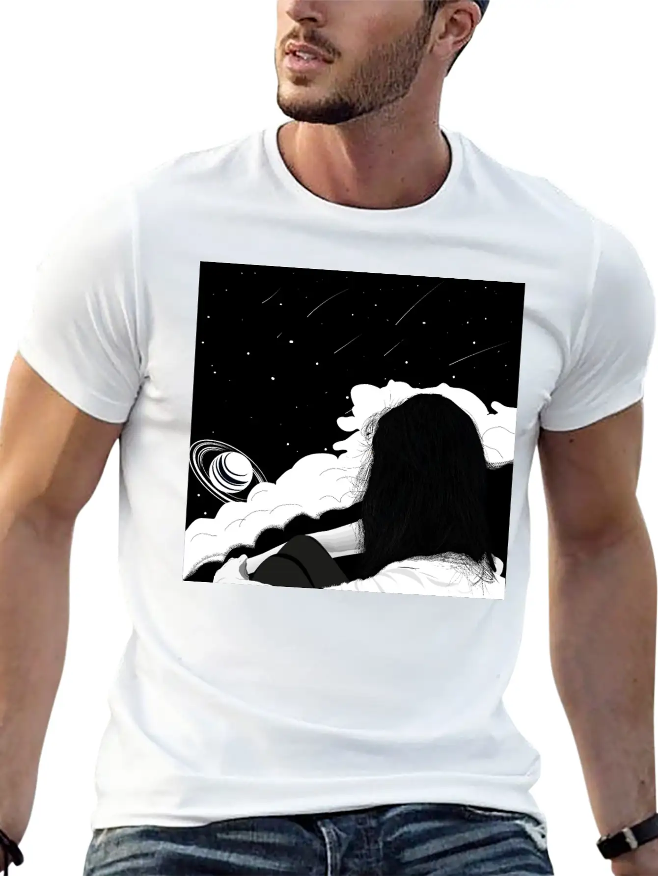 The Girl And The Planets Unisex Short Sleeve Soft Cotton T-Shirt – Casual Everyday Wear