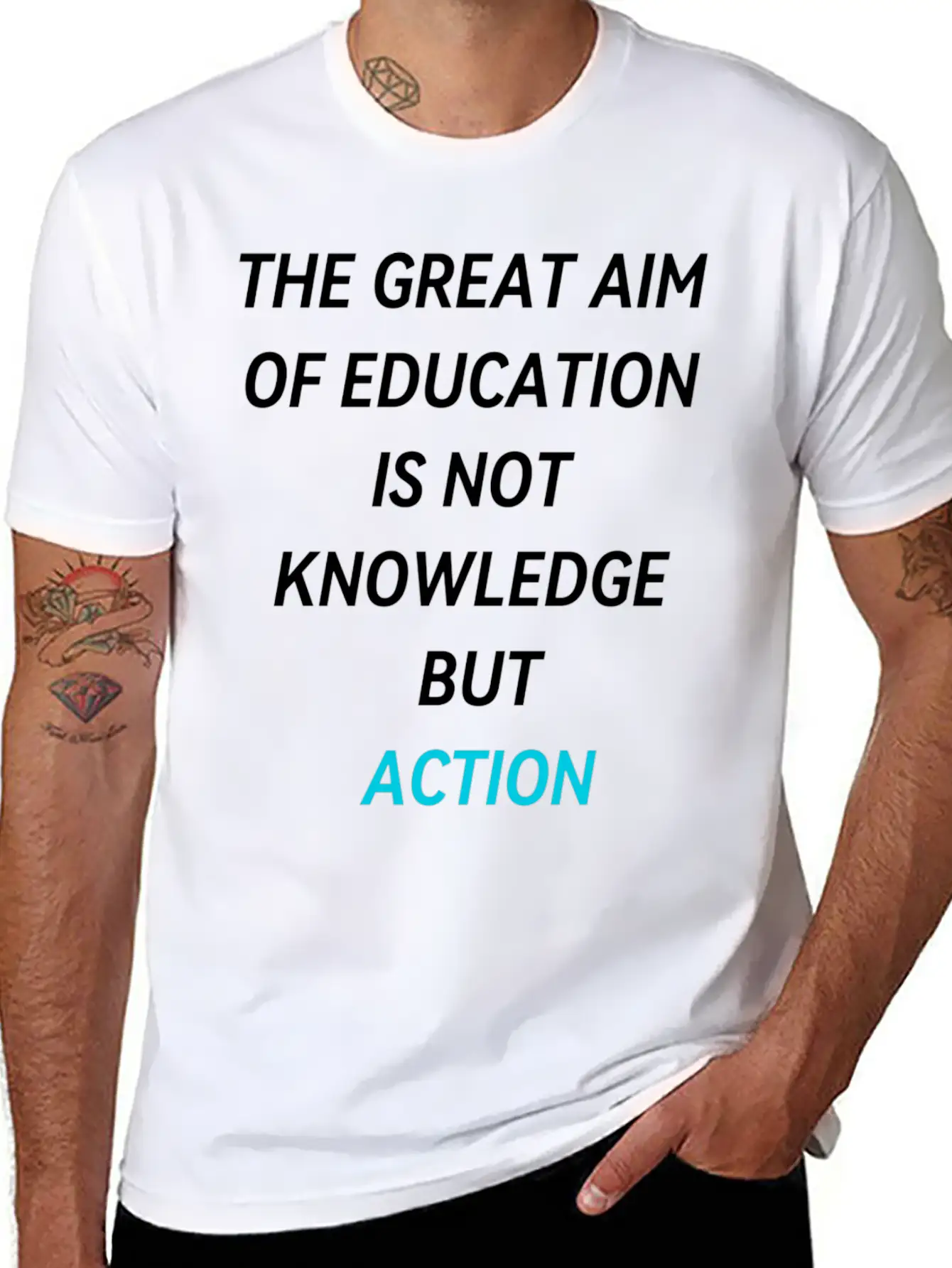 THE GREAT AIM OF EDUCATION IS NOT KNOWLEDGE BUT AC Unisex Casual T-Shirt – Clean Design For Daily Comfort