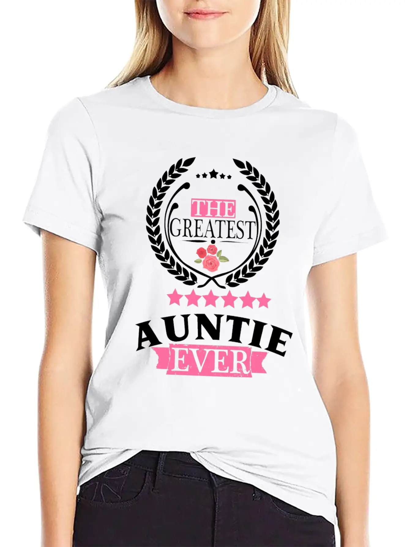 THE GREATEST AUNT EVER Unisex Short Sleeve Soft Cotton T-Shirt – Casual Everyday Wear