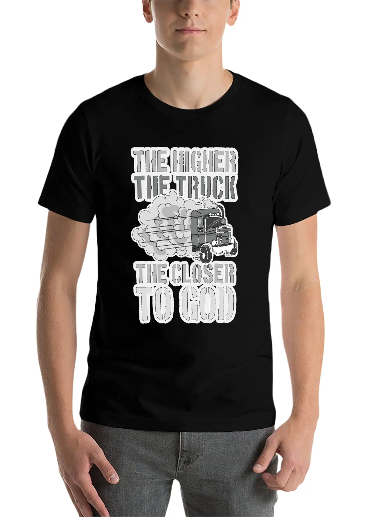 The Higher The Truck The Closer To God Unisex Short Sleeve Soft Cotton T-Shirt – Casual Everyday Wear