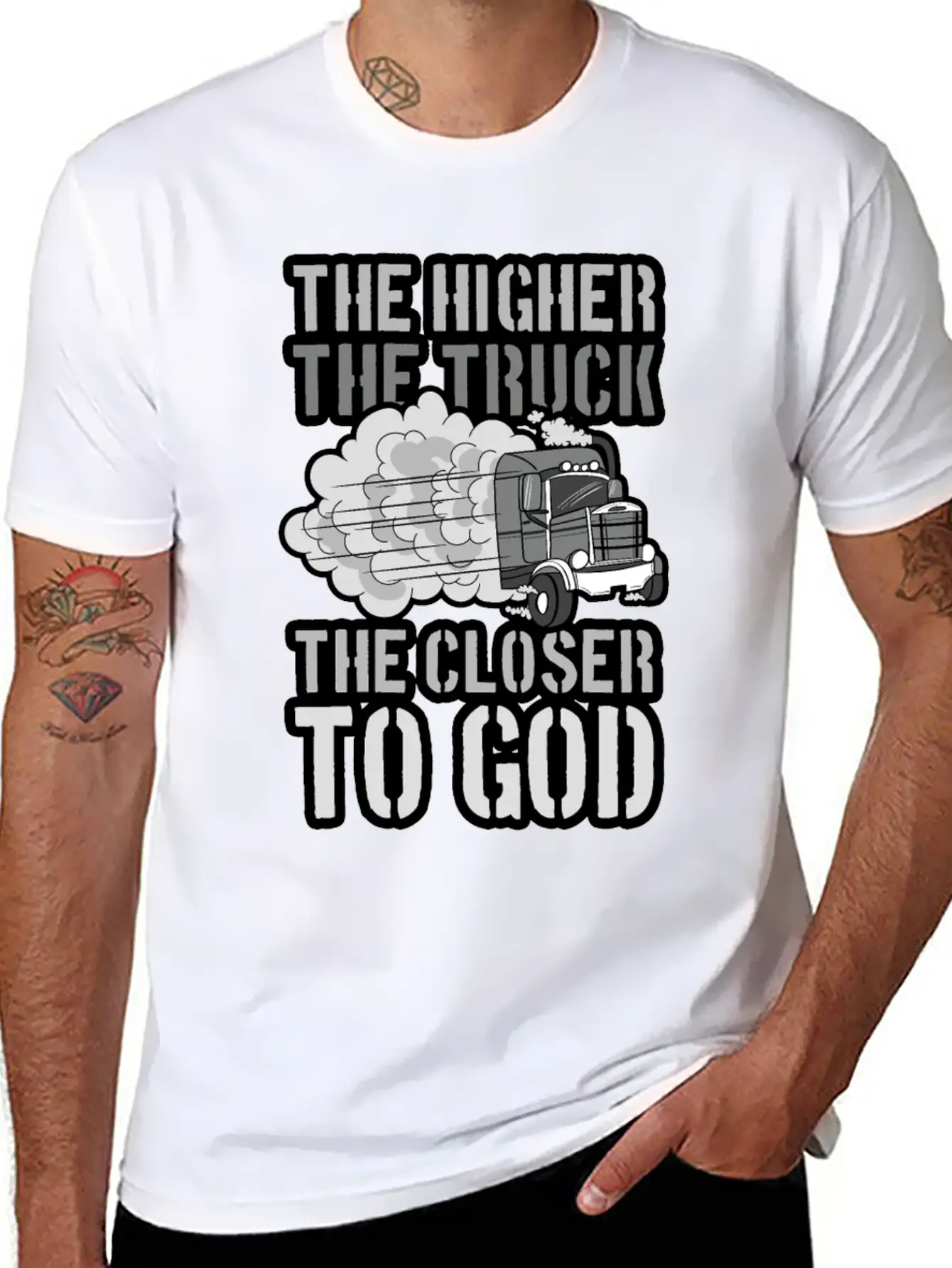 The Higher The Truck The Closer To God Unisex Short Sleeve Soft Cotton T-Shirt – Casual Everyday Wear