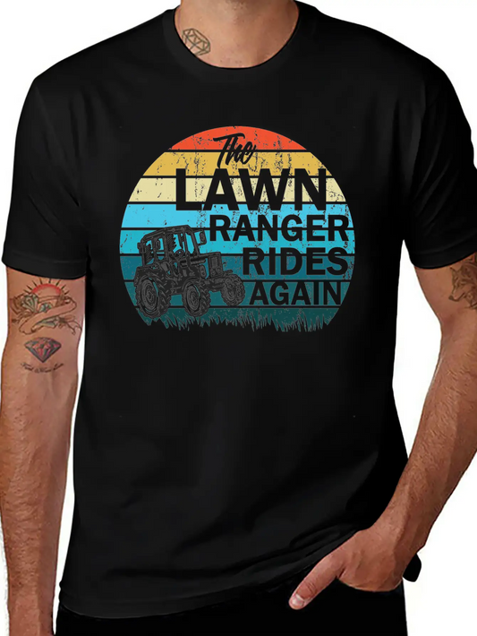 The Lawn Ranger Rides Again Lawn Tractor Mowing Stylish Everyday T-Shirt – Unisex Basic Cotton Tee