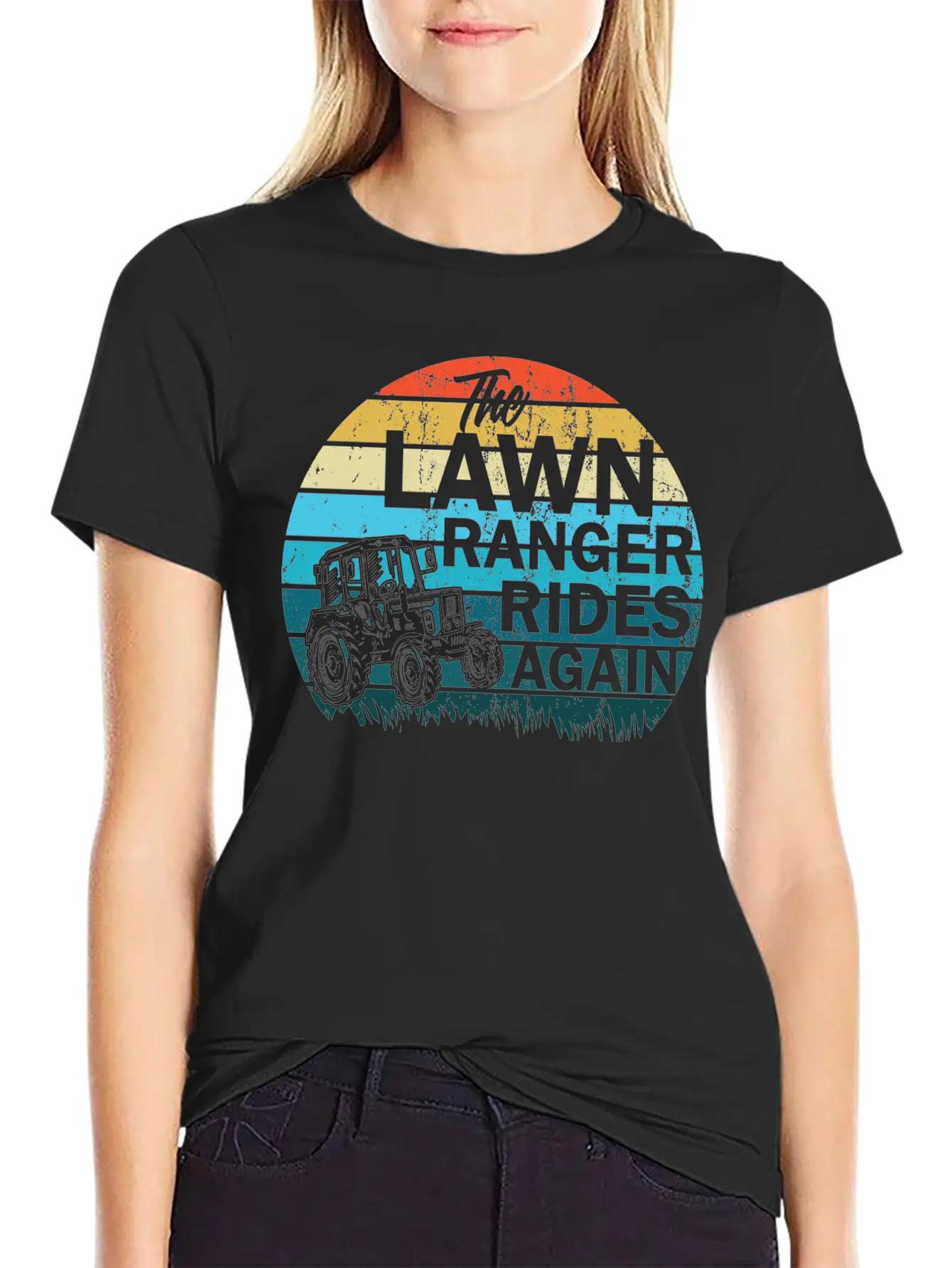 The Lawn Ranger Rides Again Lawn Tractor Mowing Stylish Everyday T-Shirt – Unisex Basic Cotton Tee