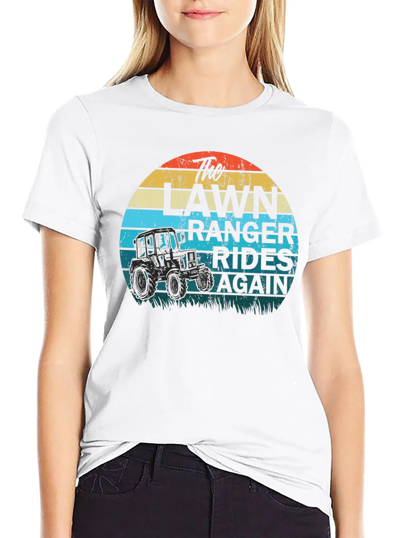 The Lawn Ranger Rides Again Lawn Tractor Mowing Stylish Everyday T-Shirt – Unisex Basic Cotton Tee