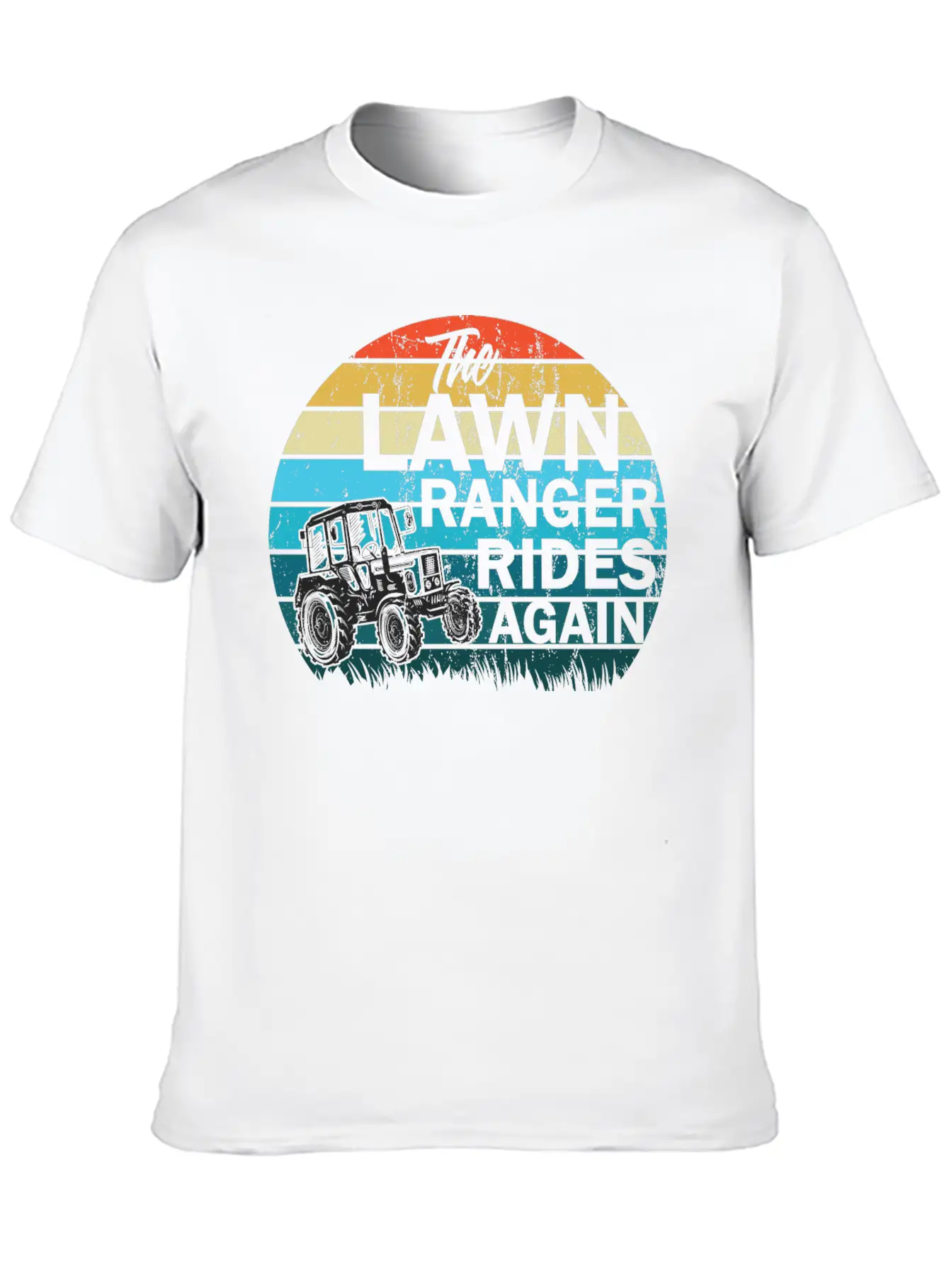 The Lawn Ranger Rides Again Lawn Tractor Mowing Stylish Everyday T-Shirt – Unisex Basic Cotton Tee