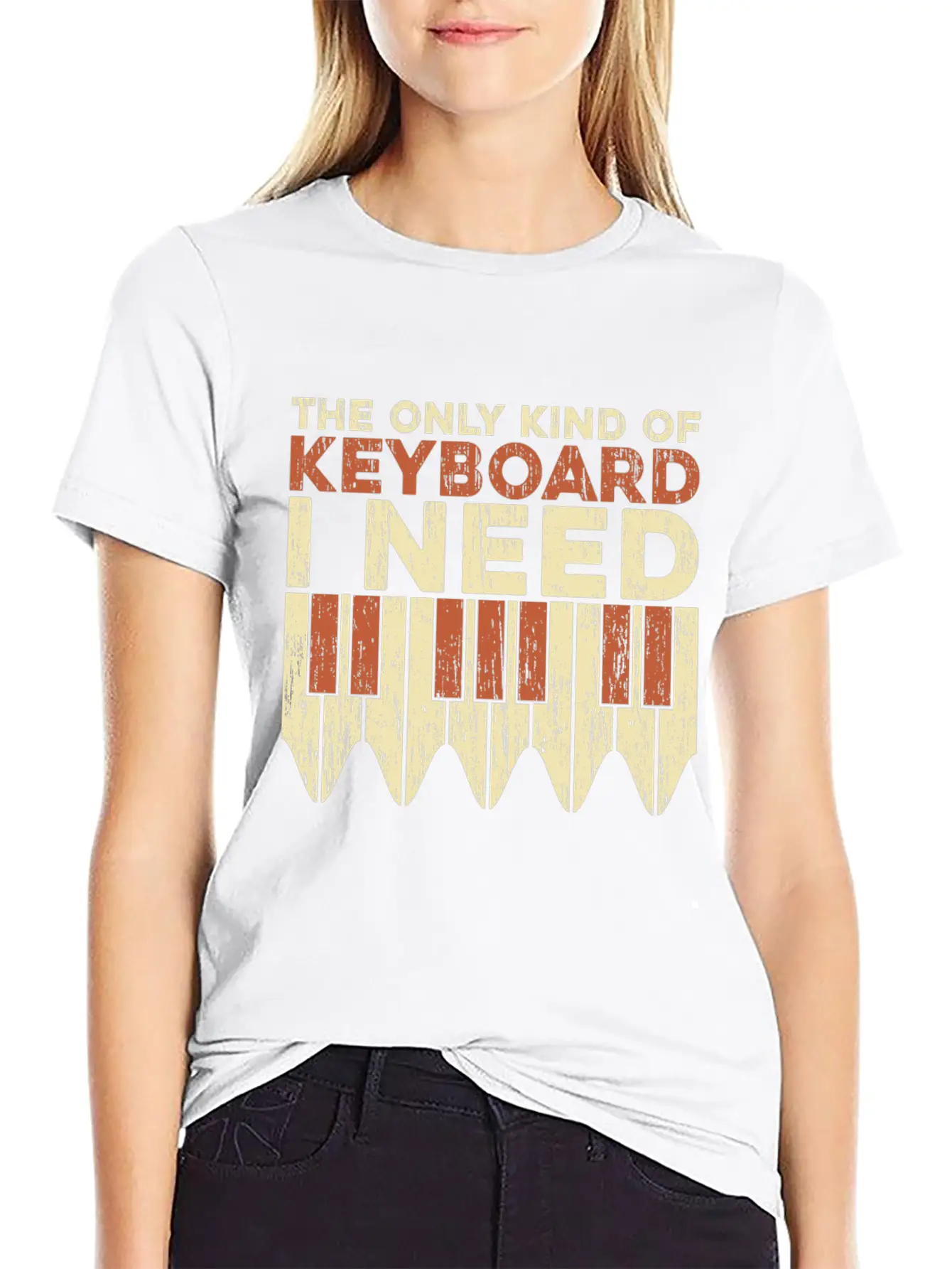 The Only Keyboard I Need Piano Gift Idea Quote Unisex Short Sleeve Soft Cotton T-Shirt – Casual Everyday Wear