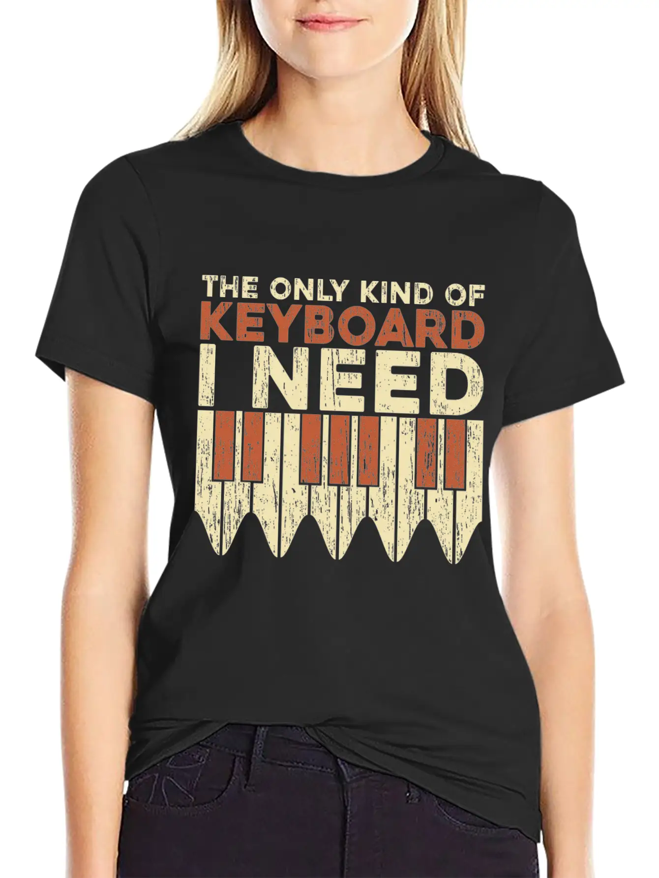 The Only Keyboard I Need Piano Gift Idea Quote Unisex Short Sleeve Soft Cotton T-Shirt – Casual Everyday Wear
