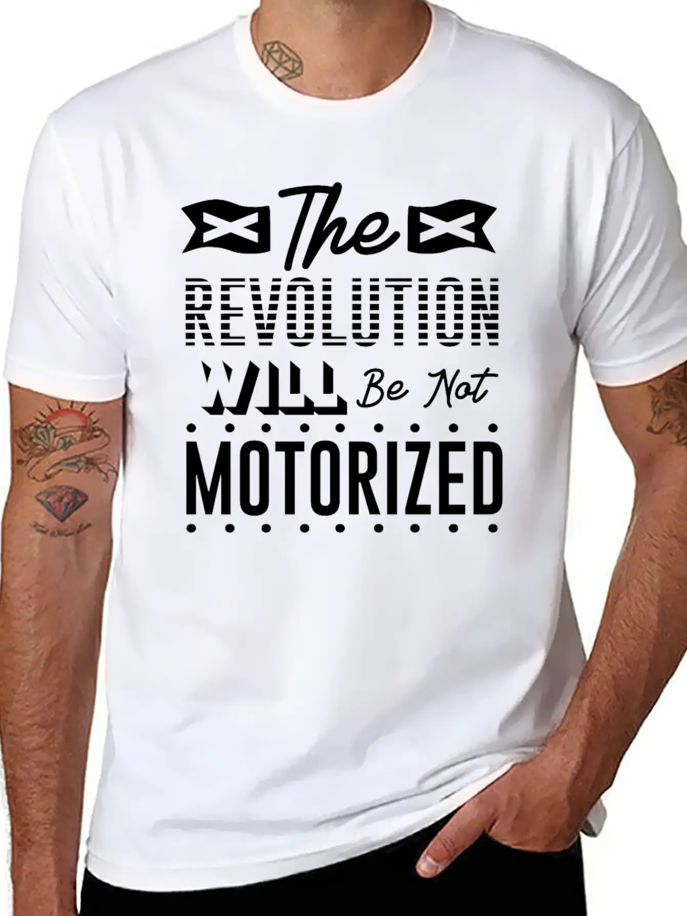 The Revolution Will Be Not Motorized Live Life On Basic Graphic T-Shirt – Daily Comfort In Soft Cotton