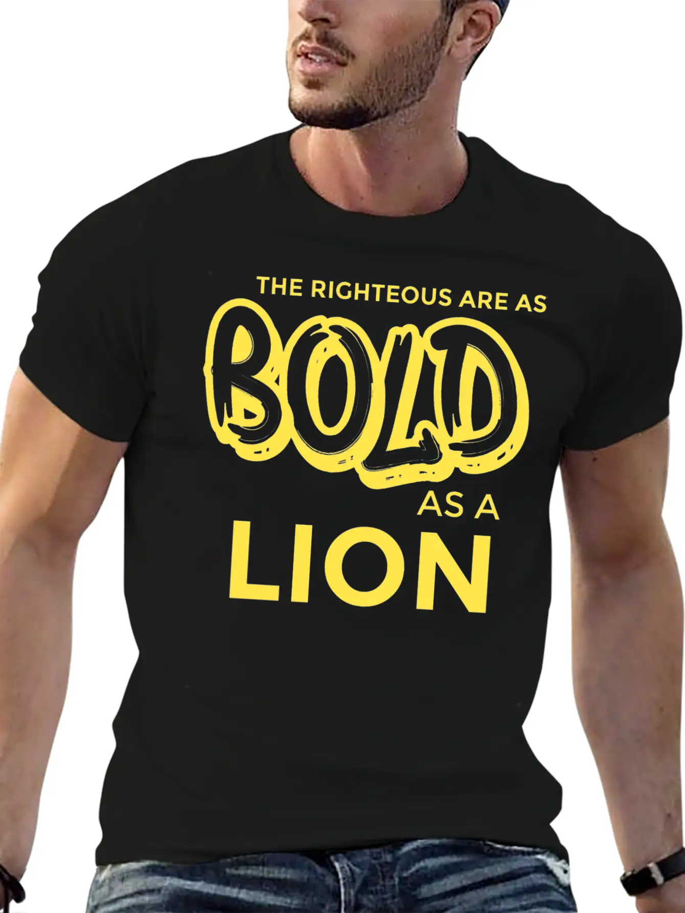 The Righteous Are As Bold As A Lion - Bible Verse Unisex Short Sleeve Soft Cotton T-Shirt – Casual Everyday Wear