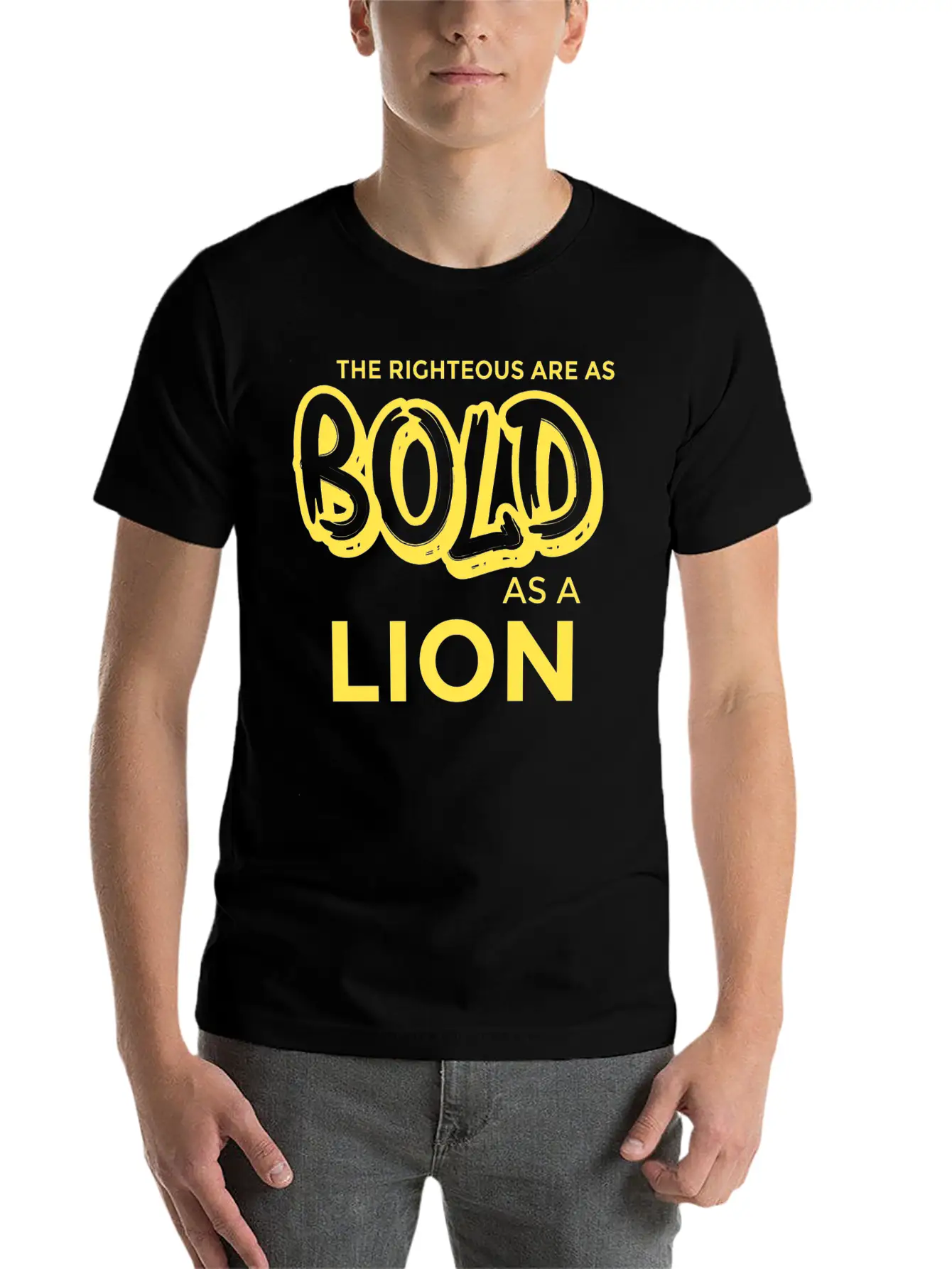 The Righteous Are As Bold As A Lion - Bible Verse Unisex Short Sleeve Soft Cotton T-Shirt – Casual Everyday Wear