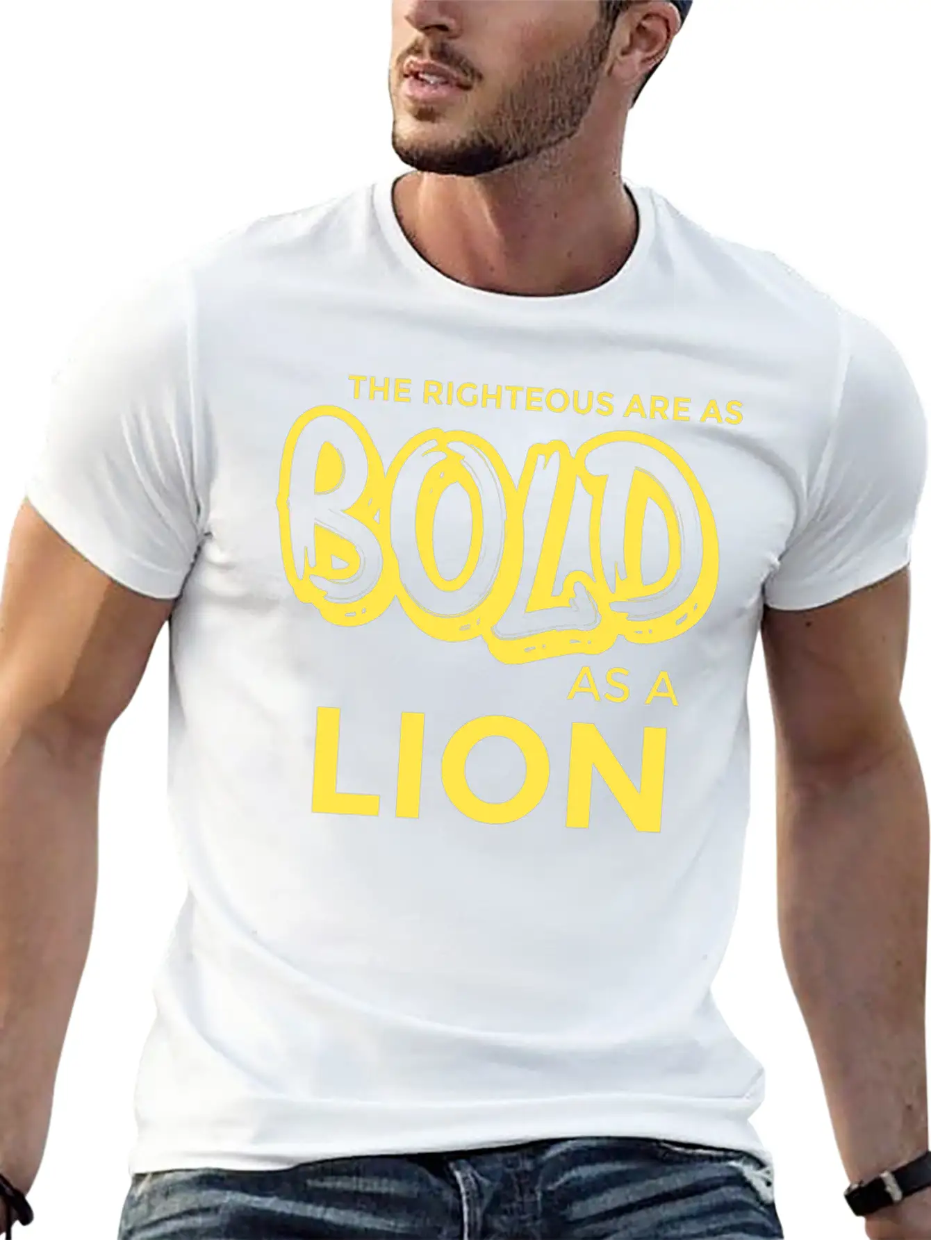 The Righteous Are As Bold As A Lion - Bible Verse Unisex Short Sleeve Soft Cotton T-Shirt – Casual Everyday Wear