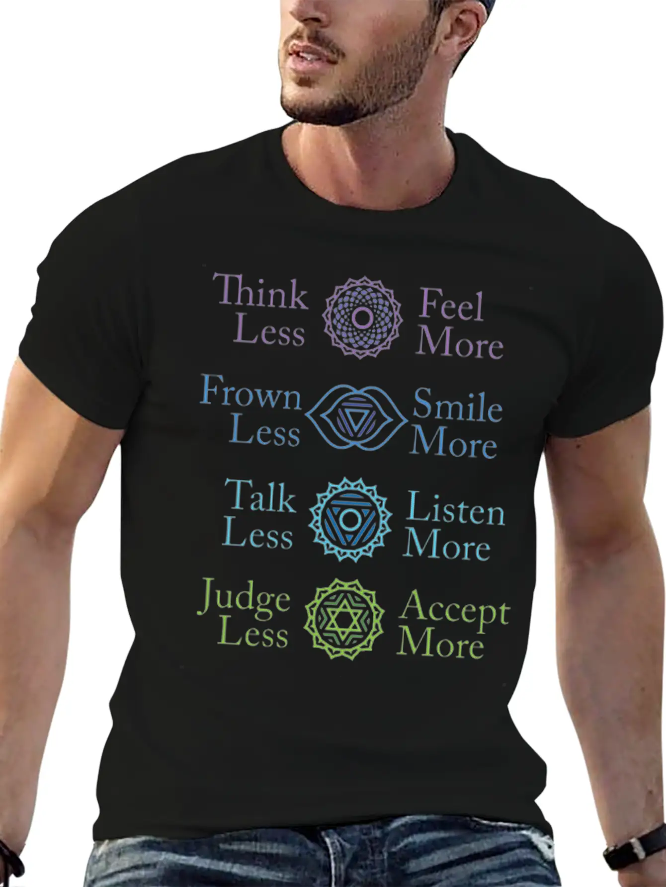 The Seven Chakras Of Yoga Comfortable Minimalist Graphic Tee – Summer Style Essential