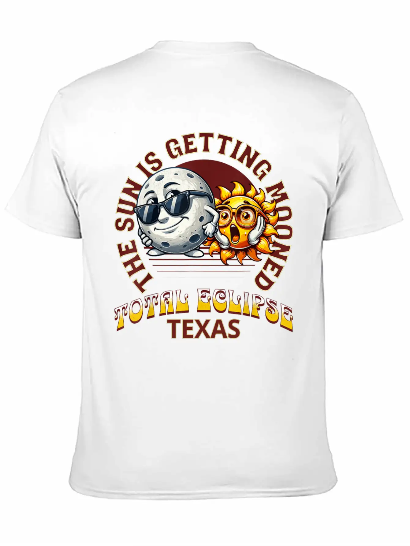 The Sun Is Getting Mooned Total Eclipse Texas 2024 Unisex Short Sleeve Soft Cotton T-Shirt – Casual Everyday Wear
