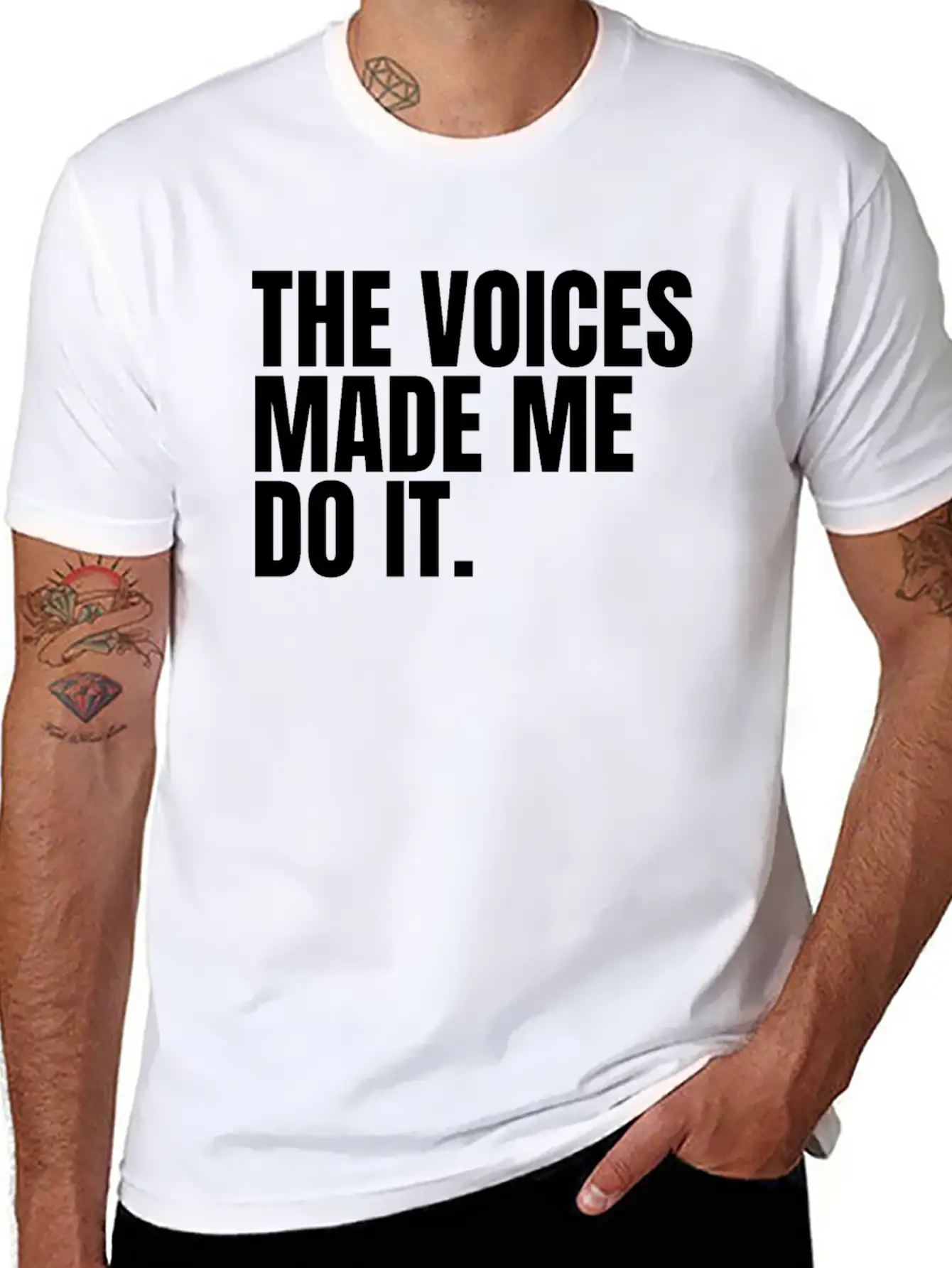 The Voices Made Me Do It Unisex Short Sleeve Soft Cotton T-Shirt – Casual Everyday Wear