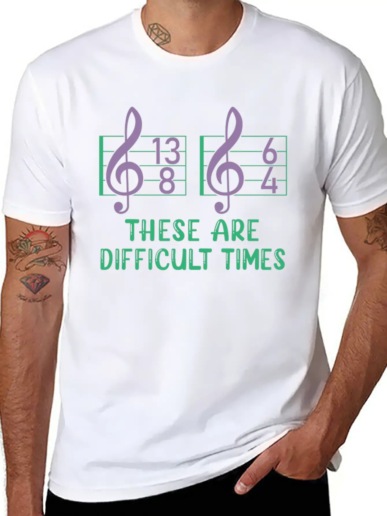 These Are Difficult Times Funny Music Pun Timeless Short Sleeve Tee – Comfy And Minimalist Design