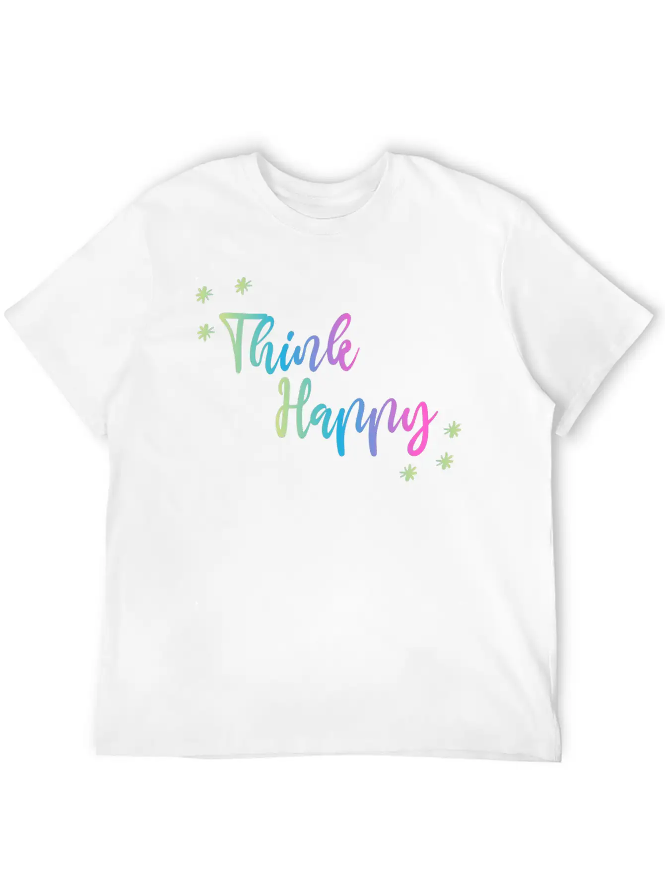 THINK HAPPY GRADIENT TRIPLE Unisex Short Sleeve Soft Cotton T-Shirt – Casual Everyday Wear
