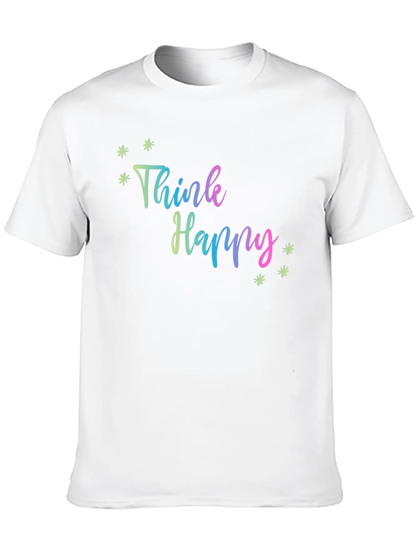 THINK HAPPY GRADIENT TRIPLE Unisex Short Sleeve Soft Cotton T-Shirt – Casual Everyday Wear