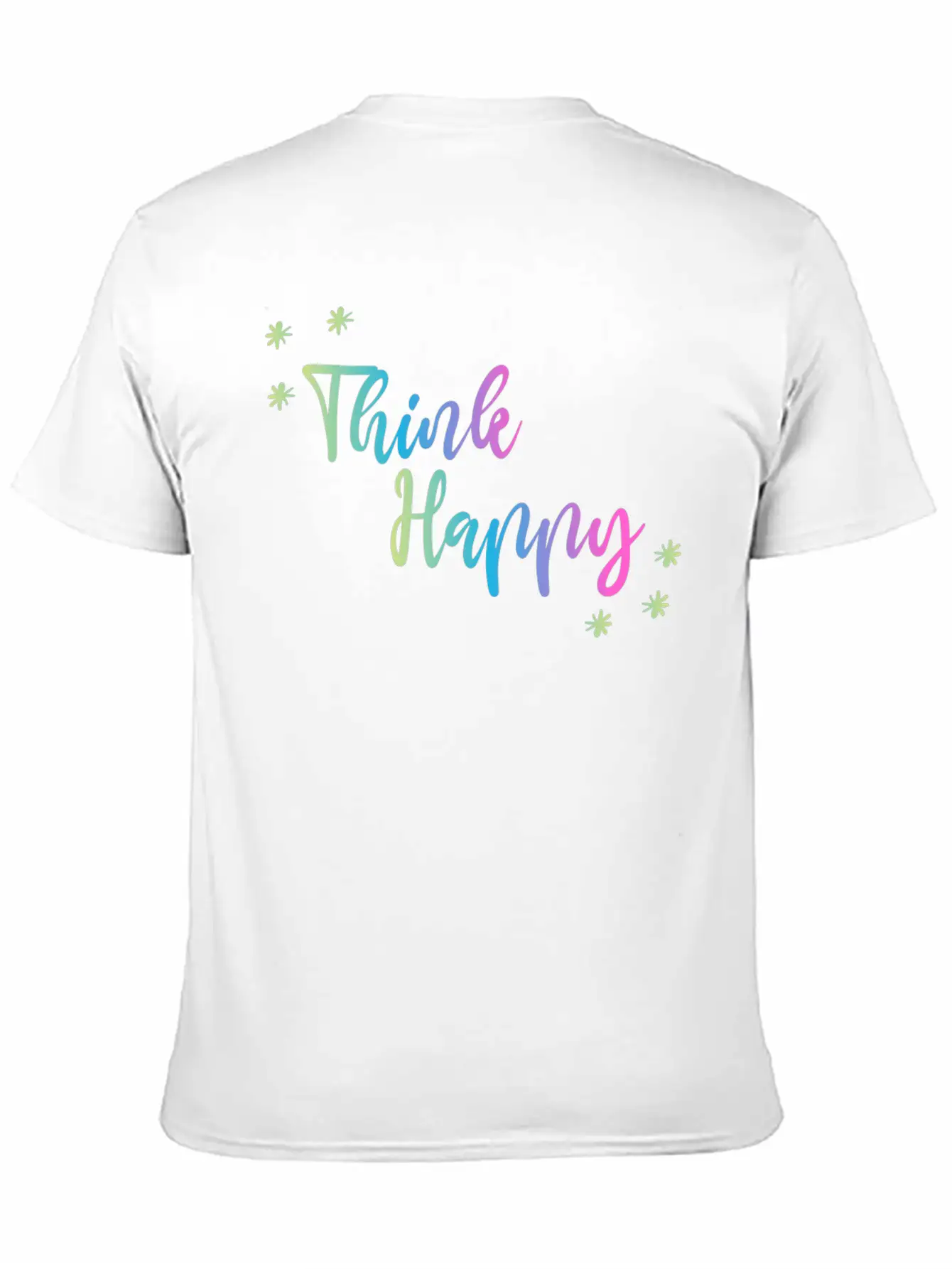 THINK HAPPY GRADIENT TRIPLE Unisex Short Sleeve Soft Cotton T-Shirt – Casual Everyday Wear