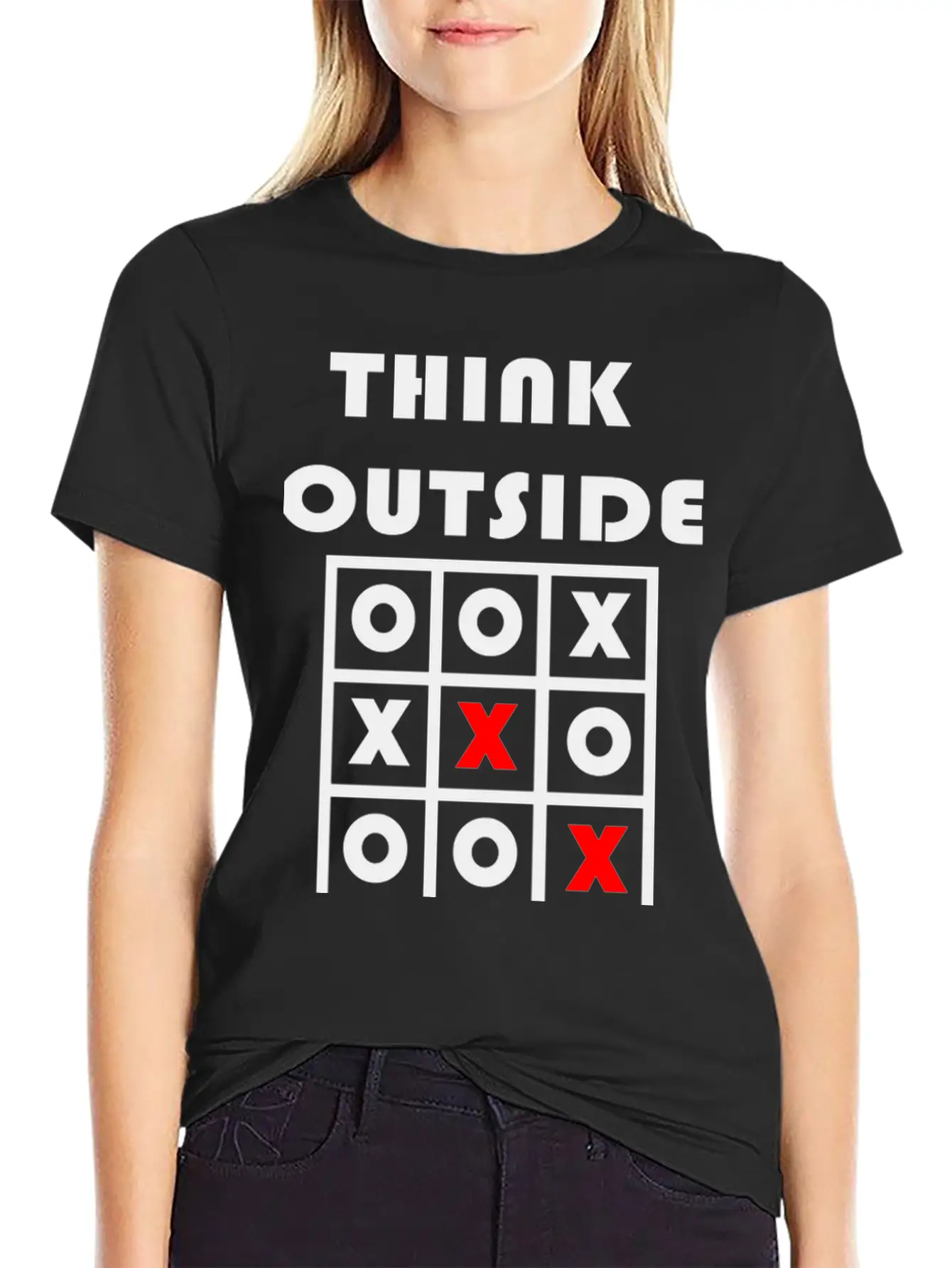 Think Outside The Box Tic Tac Toe Geschenk Stylish Everyday T-Shirt – Unisex Basic Cotton Tee