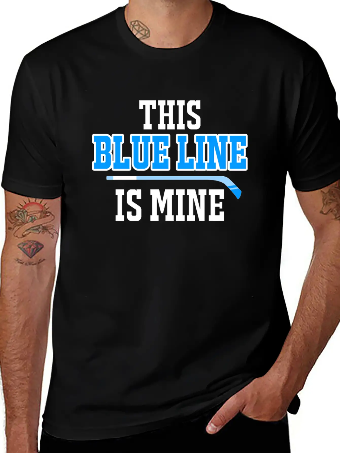 This Blue Line Is Mine Thin Ice Hockey T-Shirt Stylish Everyday T-Shirt – Unisex Basic Cotton Tee