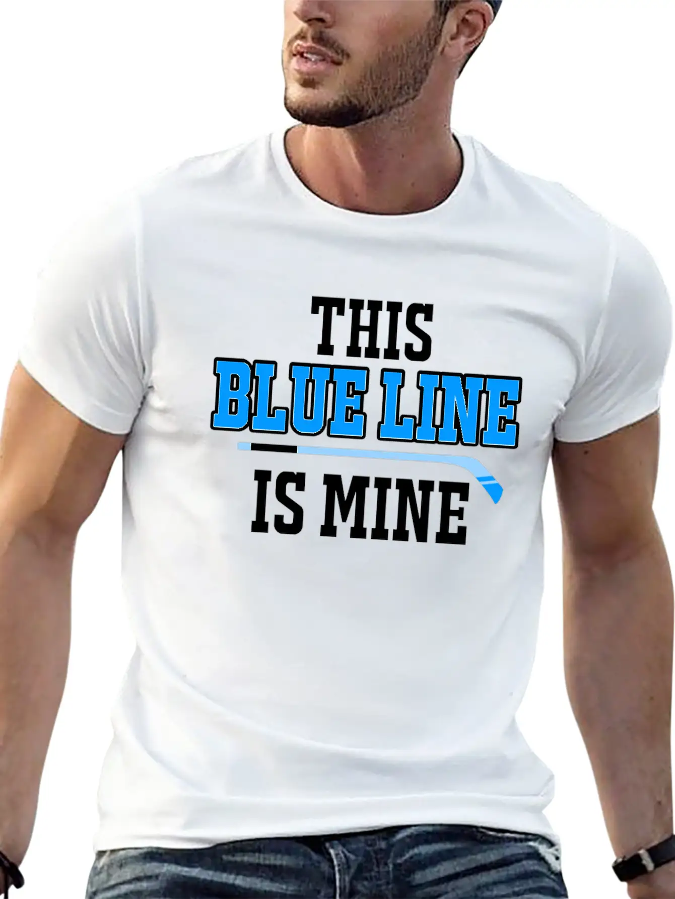 This Blue Line Is Mine Thin Ice Hockey T-Shirt Stylish Everyday T-Shirt – Unisex Basic Cotton Tee