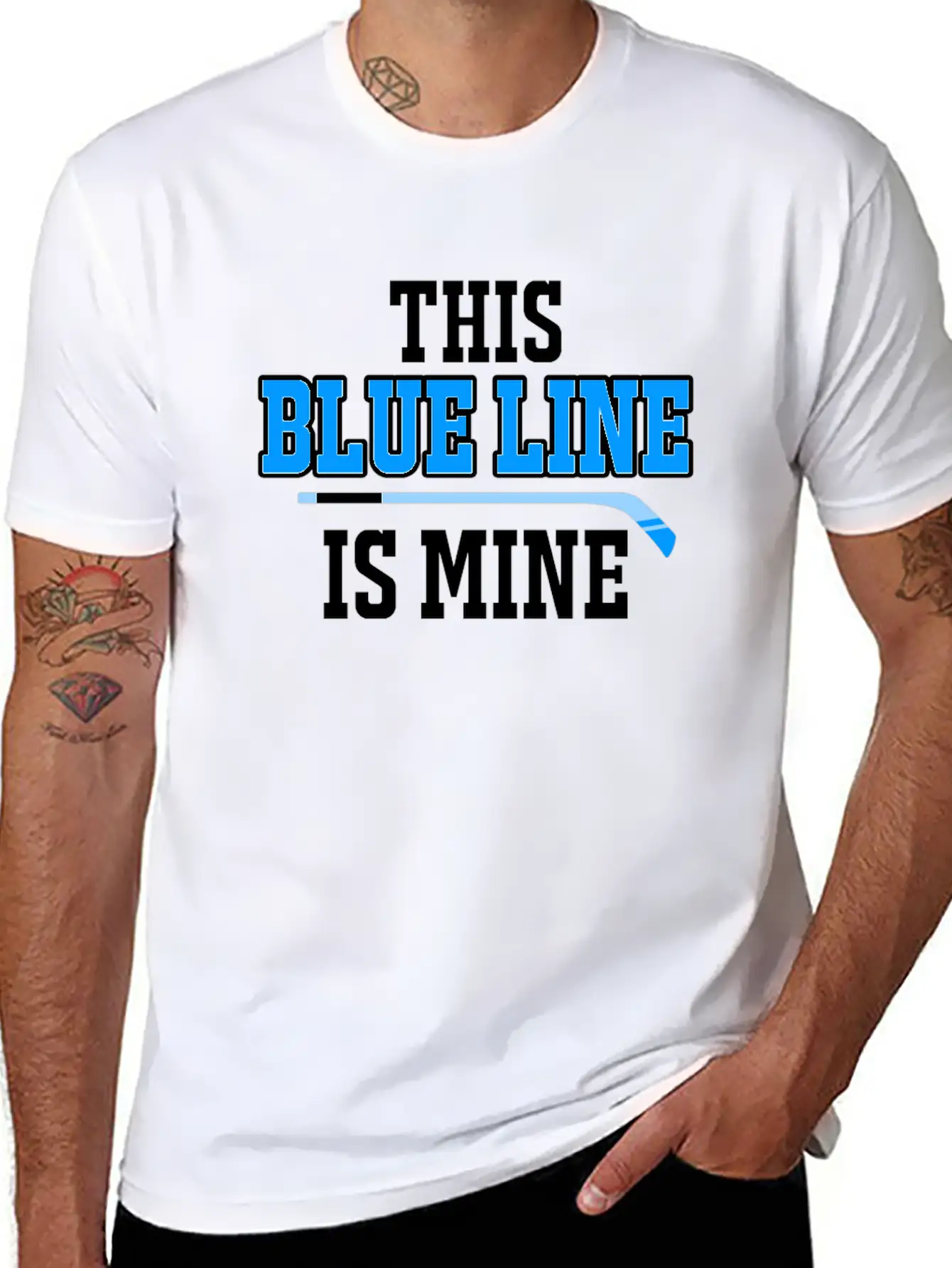 This Blue Line Is Mine Thin Ice Hockey T-Shirt Stylish Everyday T-Shirt – Unisex Basic Cotton Tee