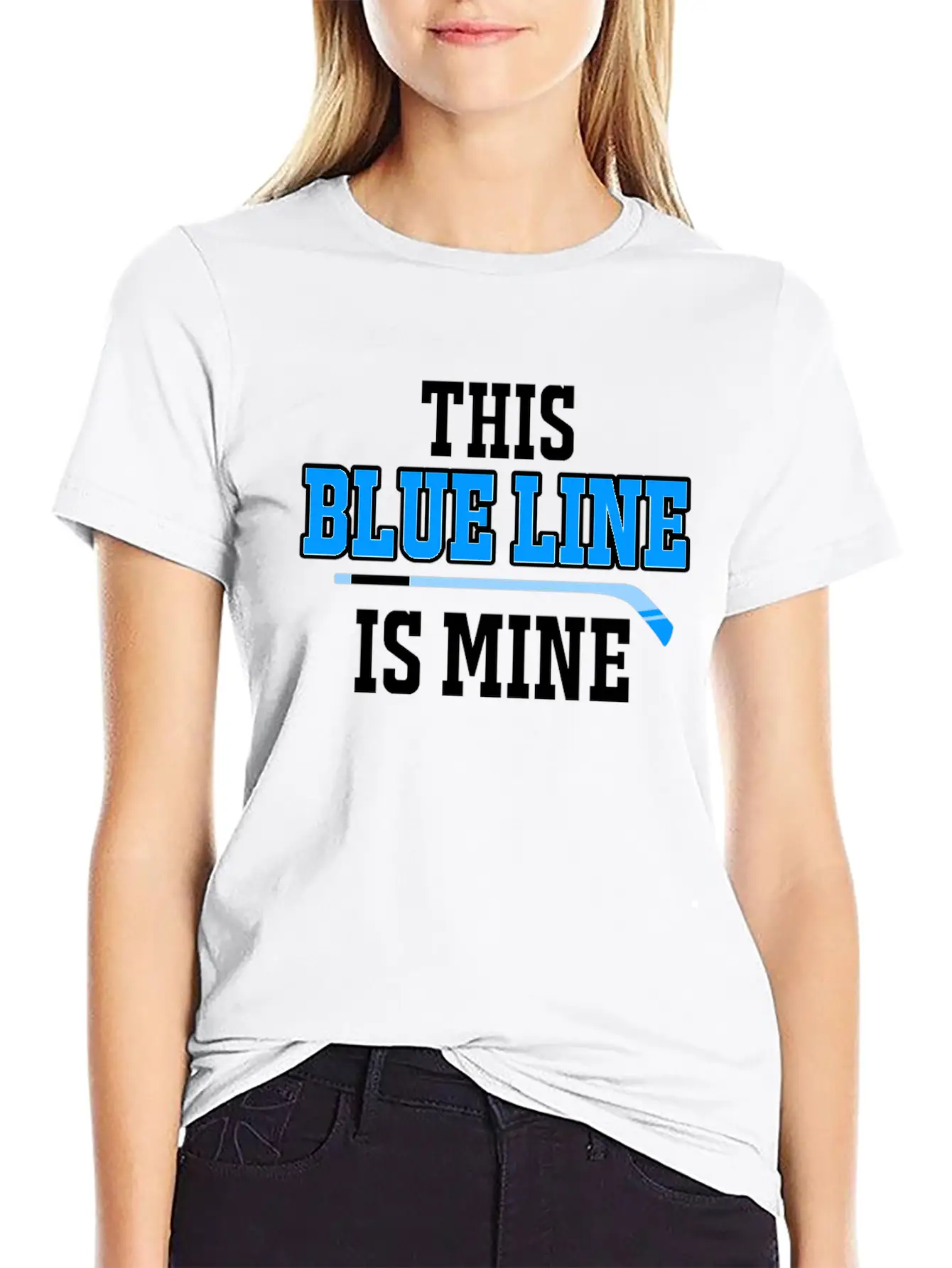 This Blue Line Is Mine Thin Ice Hockey T-Shirt Stylish Everyday T-Shirt – Unisex Basic Cotton Tee