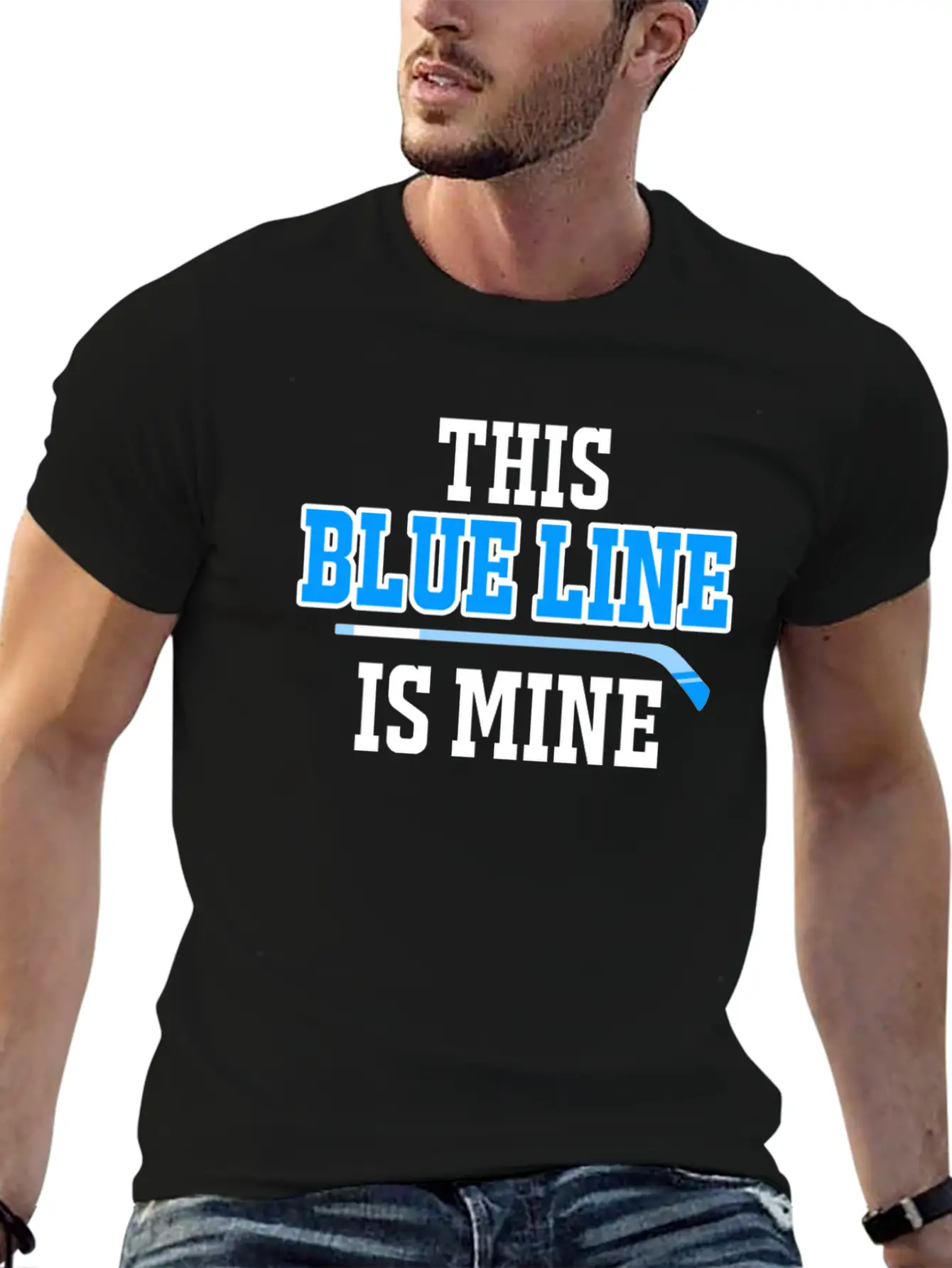 This Blue Line Is Mine Thin Ice Hockey T-Shirt Stylish Everyday T-Shirt – Unisex Basic Cotton Tee