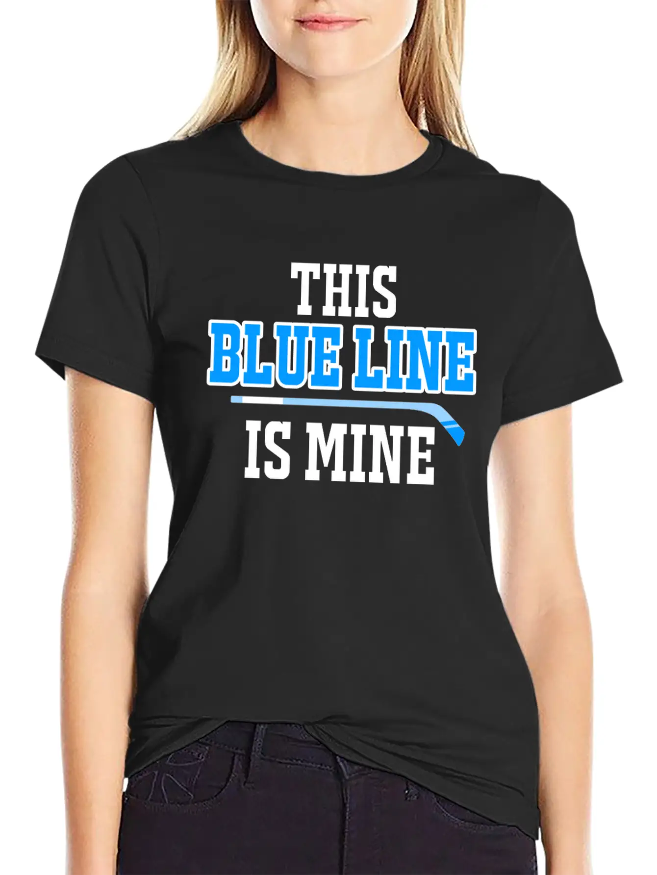 This Blue Line Is Mine Thin Ice Hockey T-Shirt Stylish Everyday T-Shirt – Unisex Basic Cotton Tee