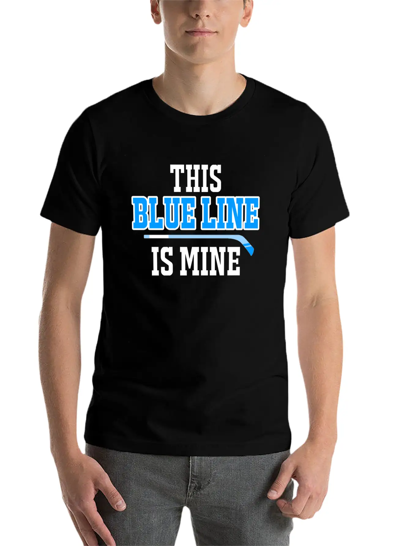 This Blue Line Is Mine Thin Ice Hockey T-Shirt Stylish Everyday T-Shirt – Unisex Basic Cotton Tee