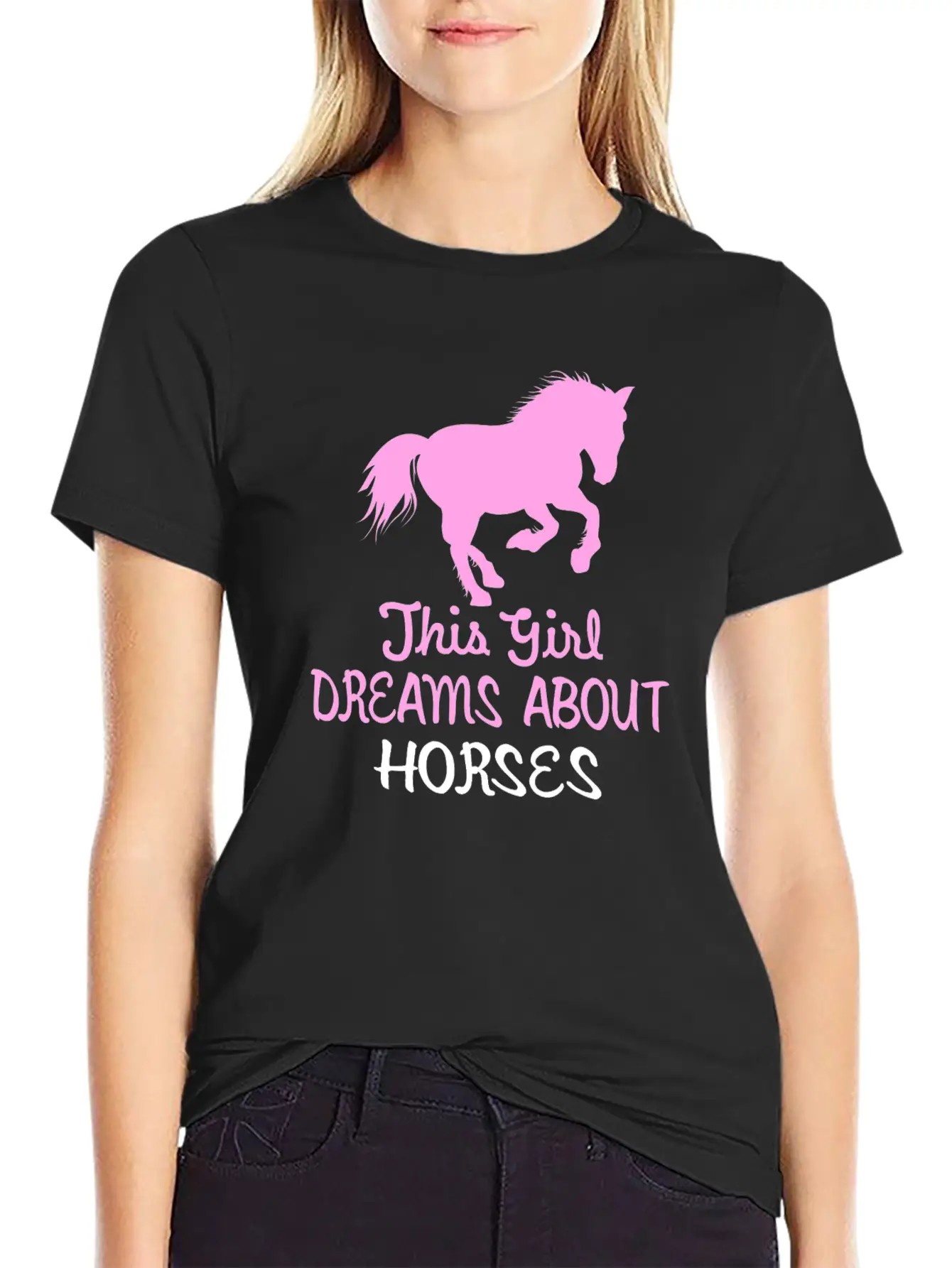 This Girl Dreams About Horses Stylish Everyday T-Shirt – Unisex Basic Cotton Tee