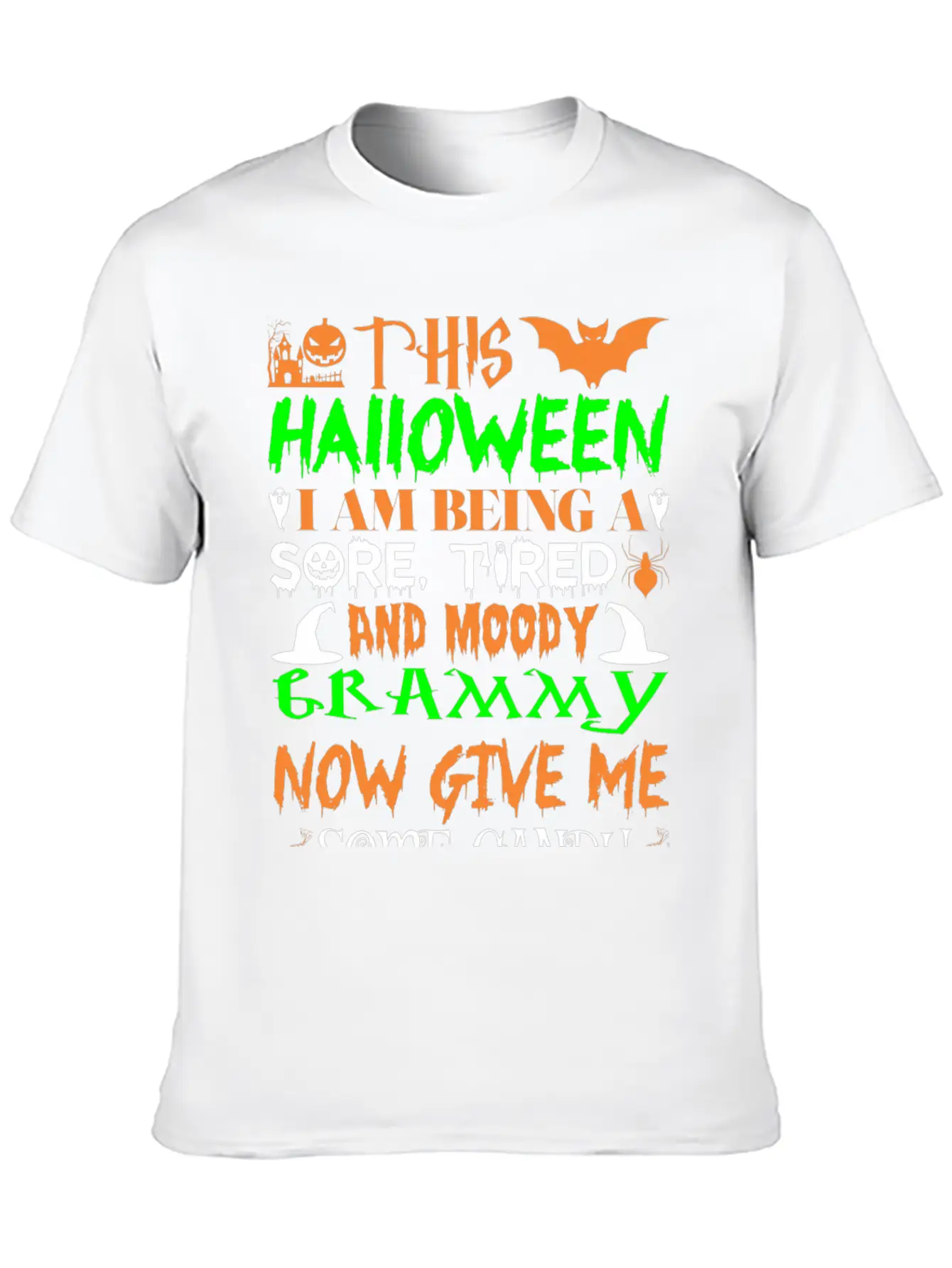 This Halloween Being Tired Moody Grammy Candy Unisex Short Sleeve Soft Cotton T-Shirt – Casual Everyday Wear