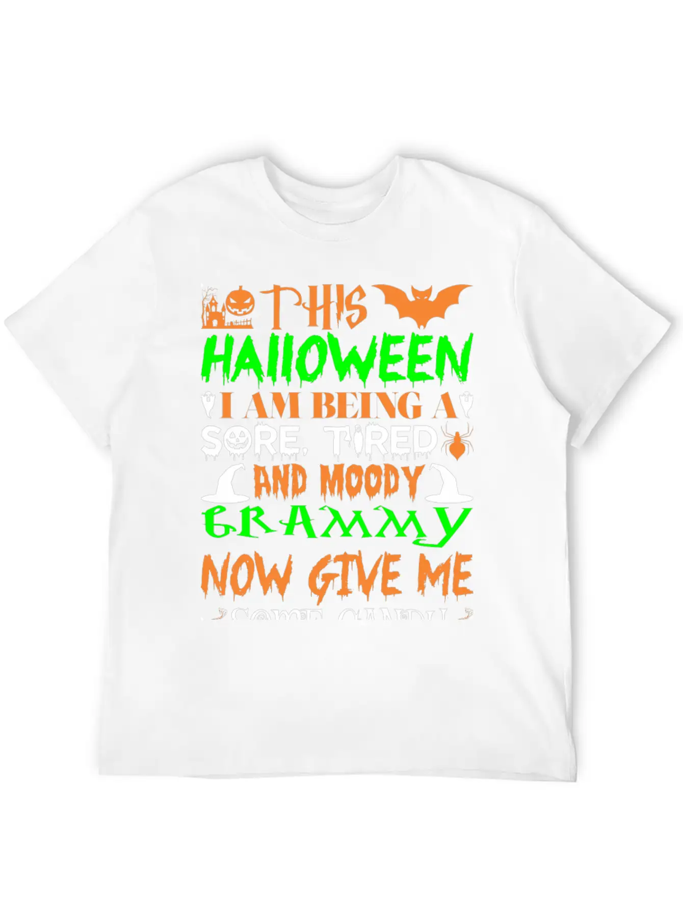 This Halloween Being Tired Moody Grammy Candy Unisex Short Sleeve Soft Cotton T-Shirt – Casual Everyday Wear