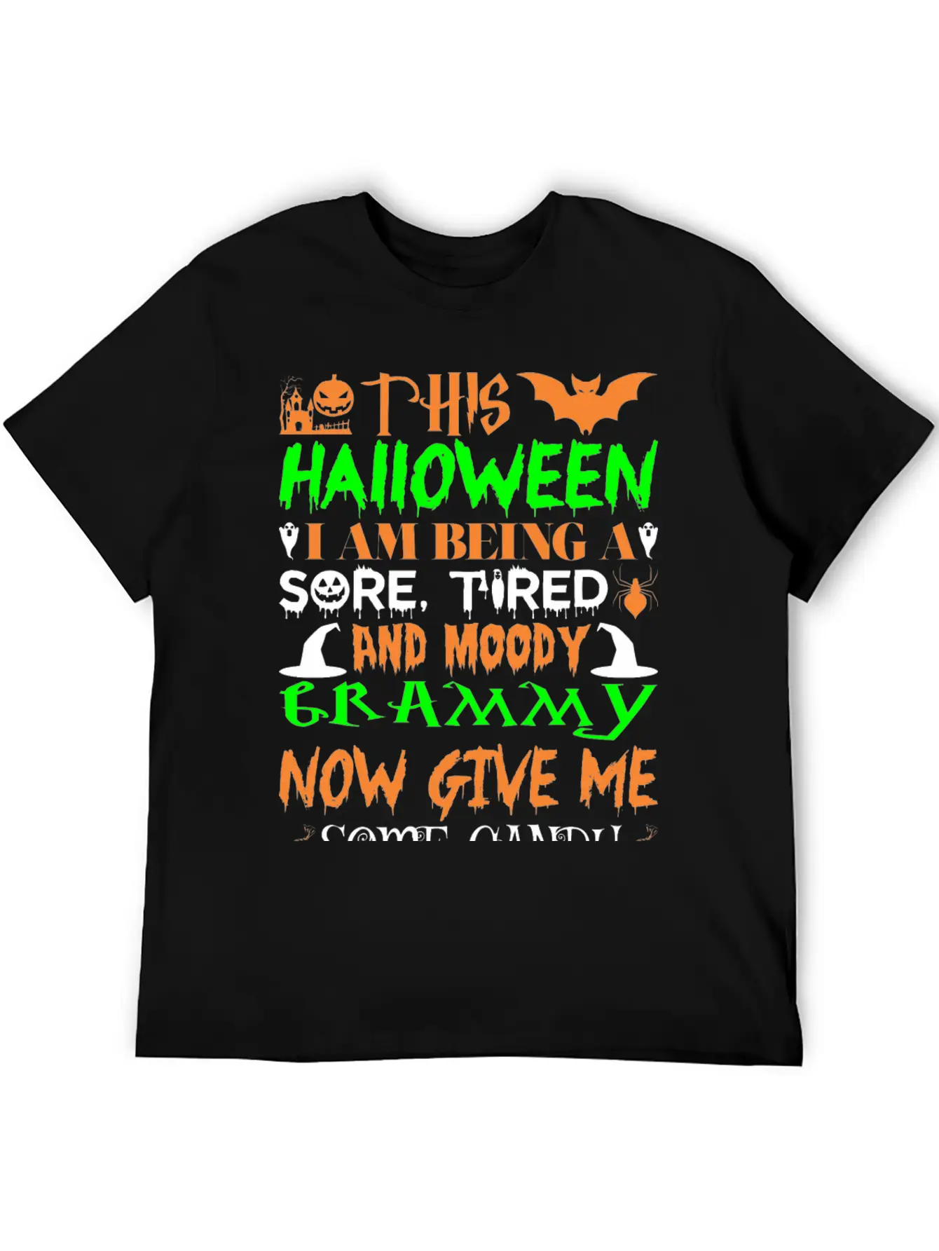 This Halloween Being Tired Moody Grammy Candy Unisex Short Sleeve Soft Cotton T-Shirt – Casual Everyday Wear