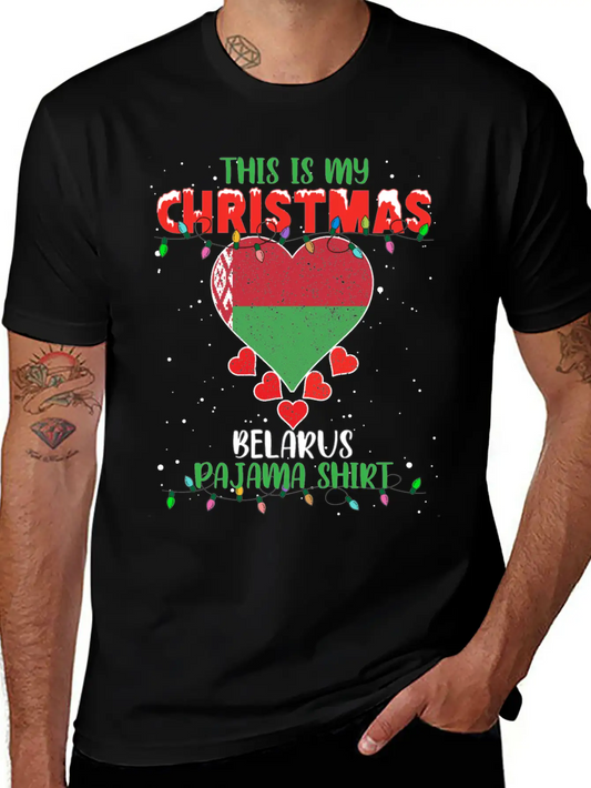 This Is My Christmas Belarus Flag Pajama Stylish Everyday T-Shirt – Unisex Basic Cotton Tee