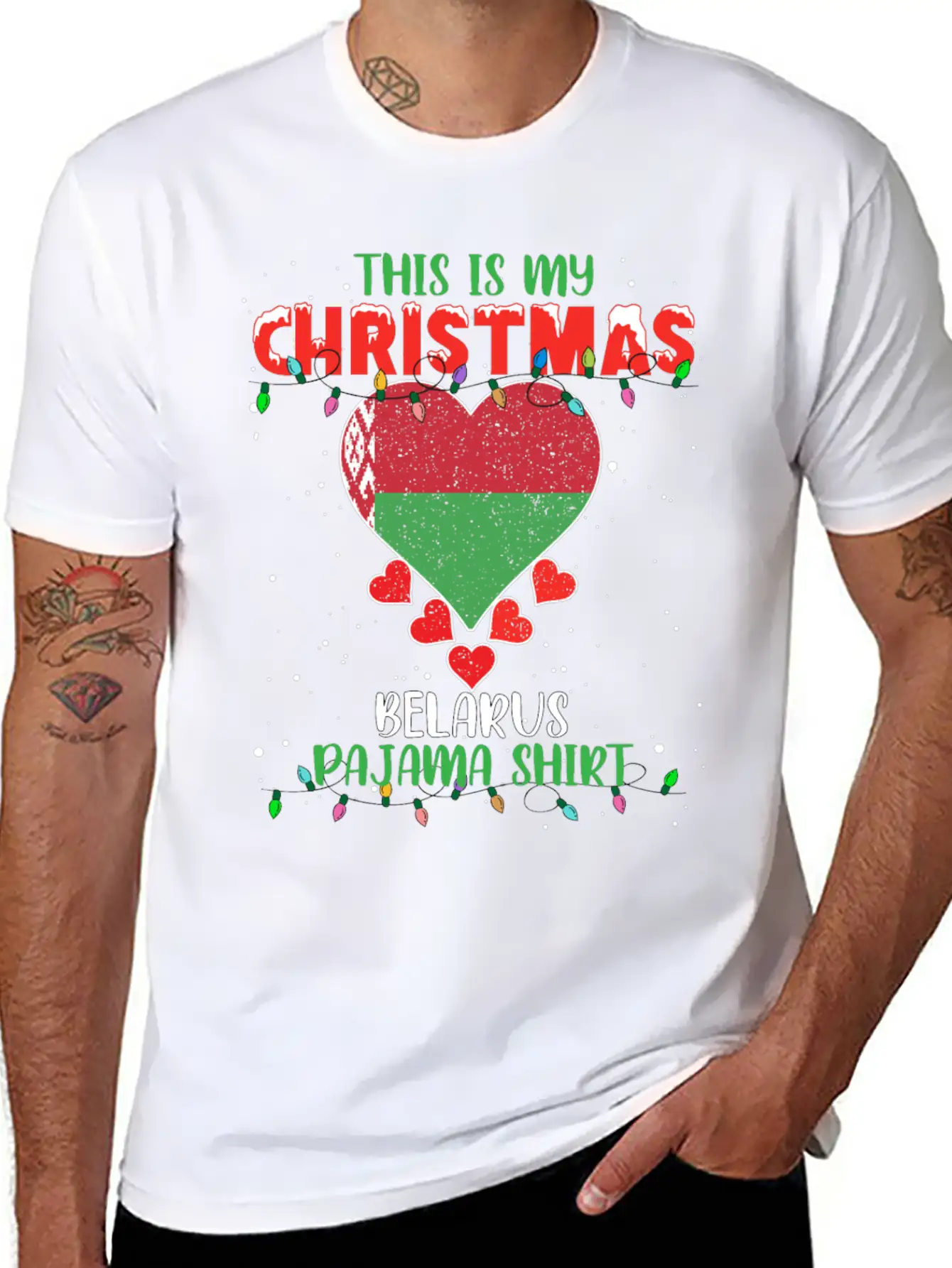 This Is My Christmas Belarus Flag Pajama Stylish Everyday T-Shirt – Unisex Basic Cotton Tee