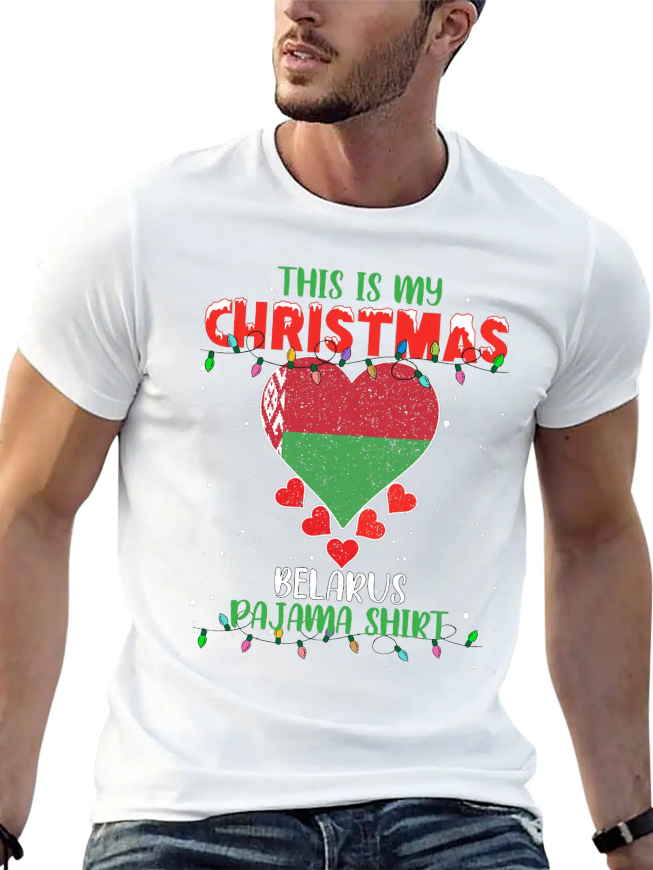 This Is My Christmas Belarus Flag Pajama Stylish Everyday T-Shirt – Unisex Basic Cotton Tee