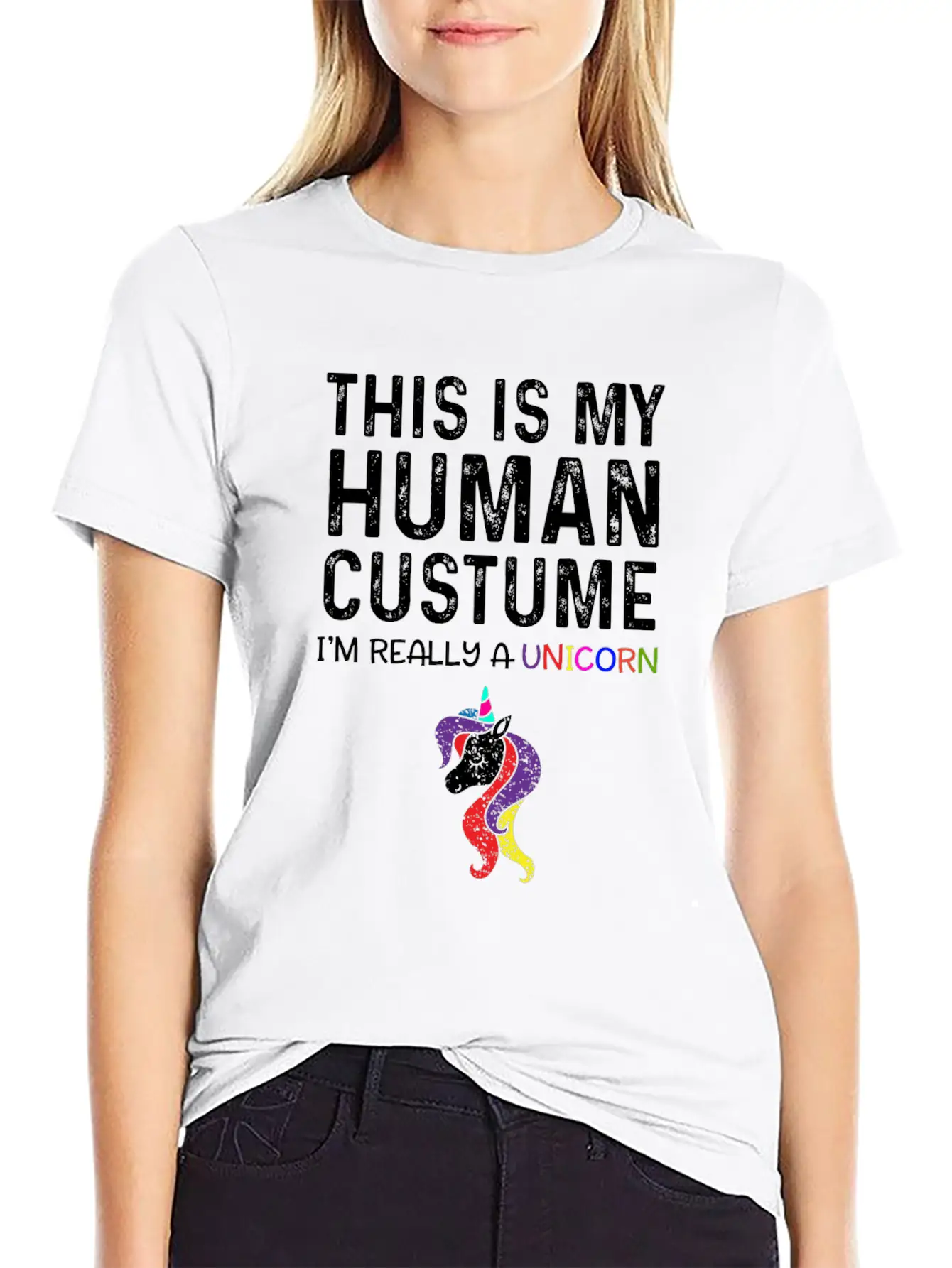 This Is My Human Costume I'm Really A Unicorn Unisex Casual T-Shirt – Clean Design For Daily Comfort