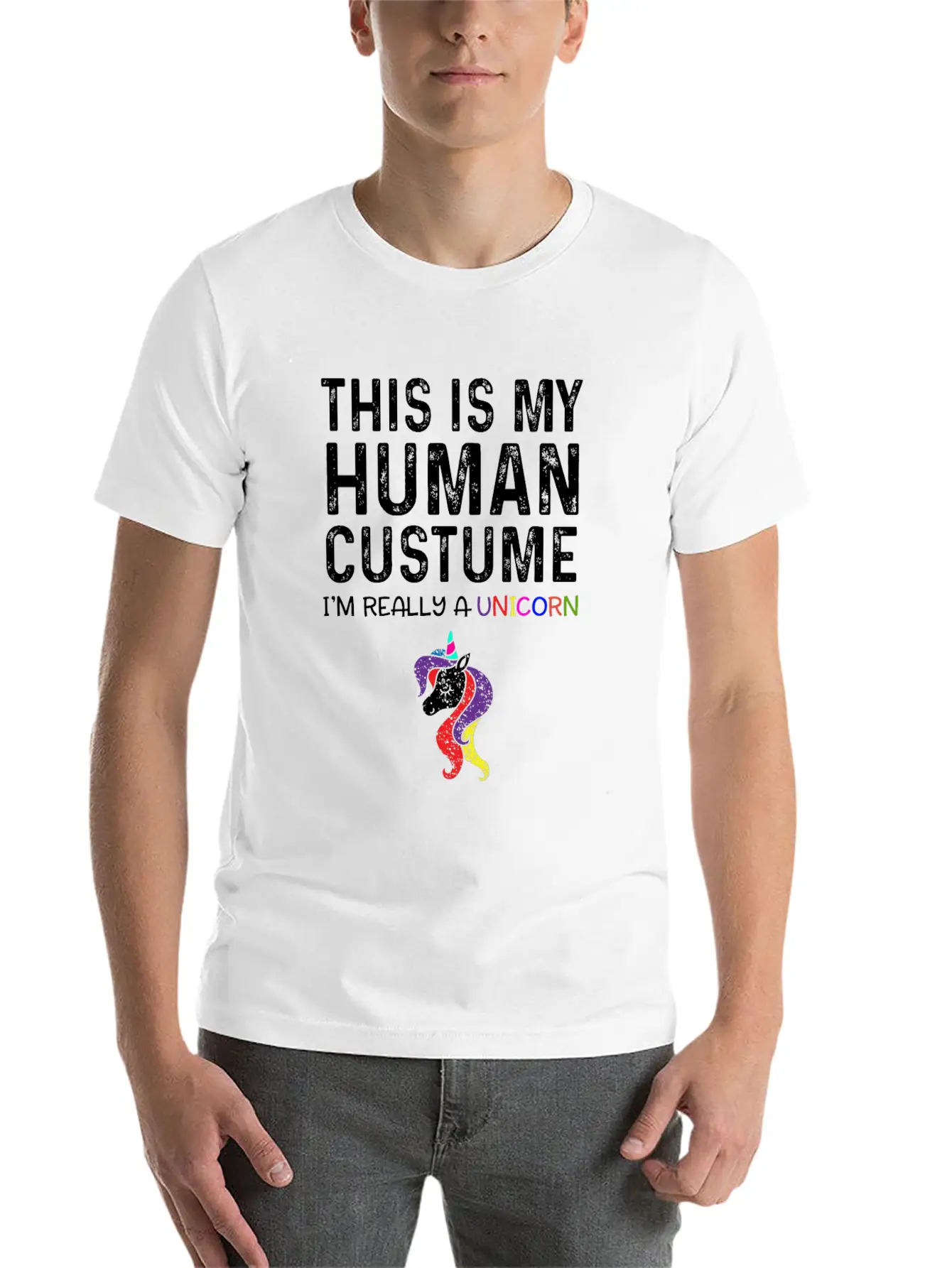 This Is My Human Costume I'm Really A Unicorn Unisex Casual T-Shirt – Clean Design For Daily Comfort
