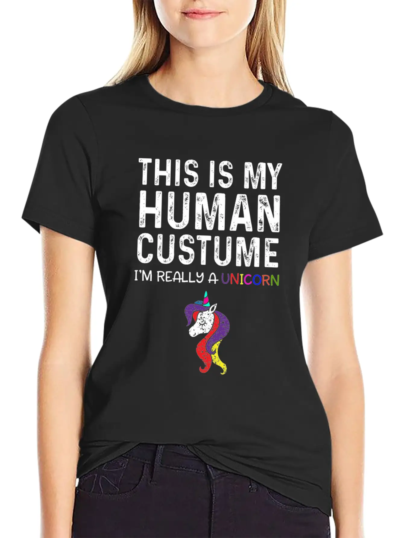 This Is My Human Costume I'm Really A Unicorn Unisex Casual T-Shirt – Clean Design For Daily Comfort