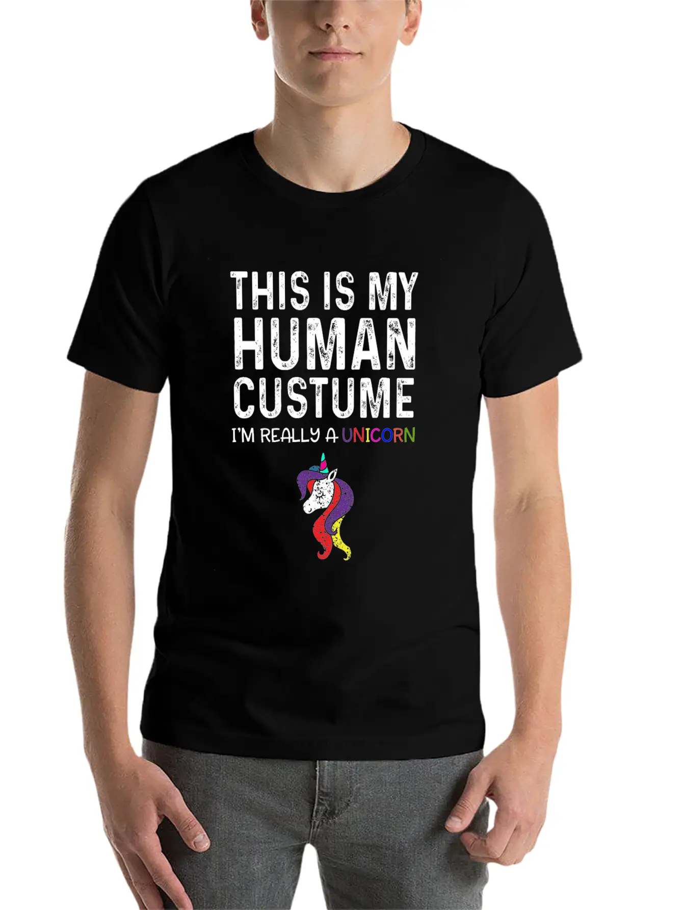 This Is My Human Costume I'm Really A Unicorn Unisex Casual T-Shirt – Clean Design For Daily Comfort