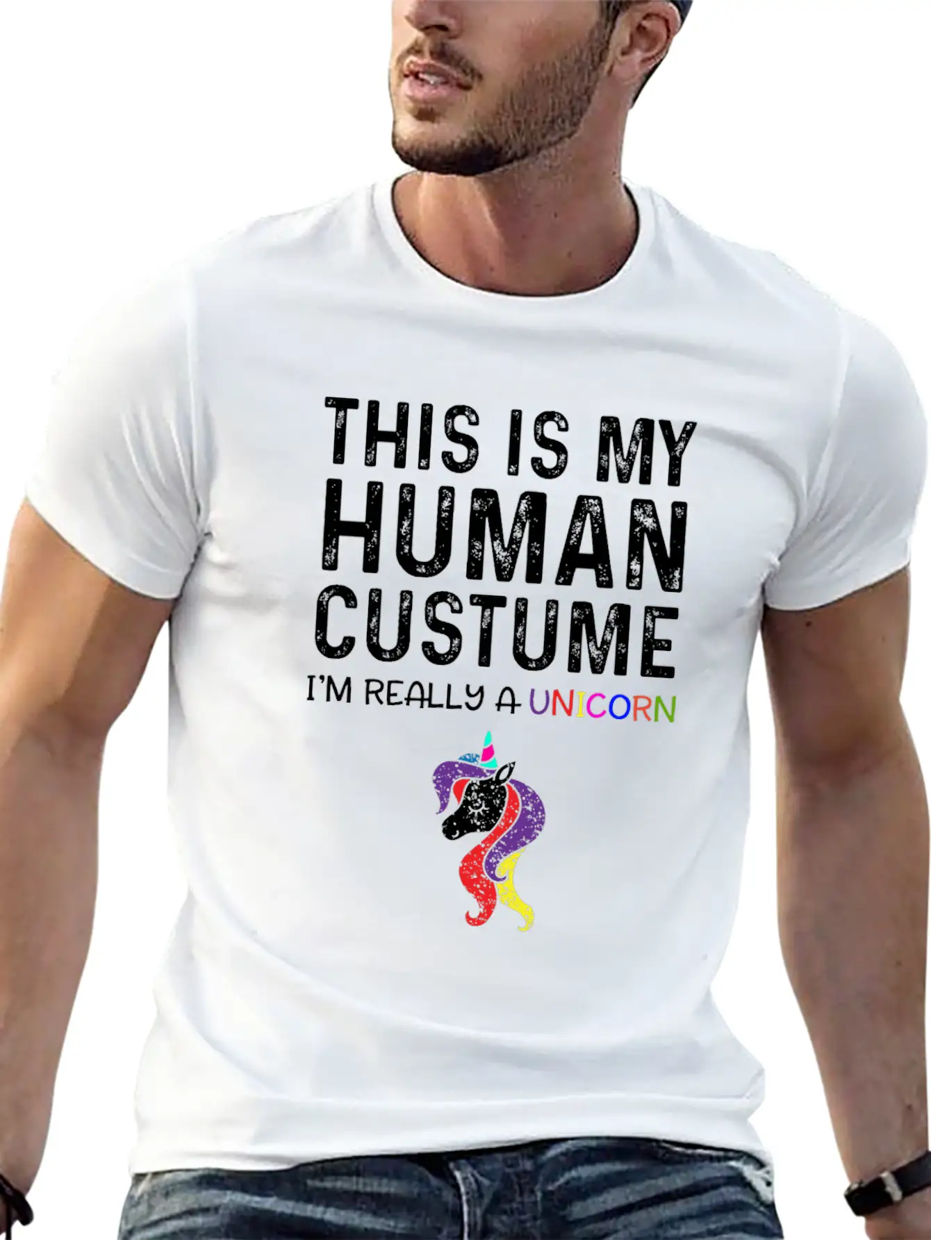 This Is My Human Costume I'm Really A Unicorn Unisex Casual T-Shirt – Clean Design For Daily Comfort