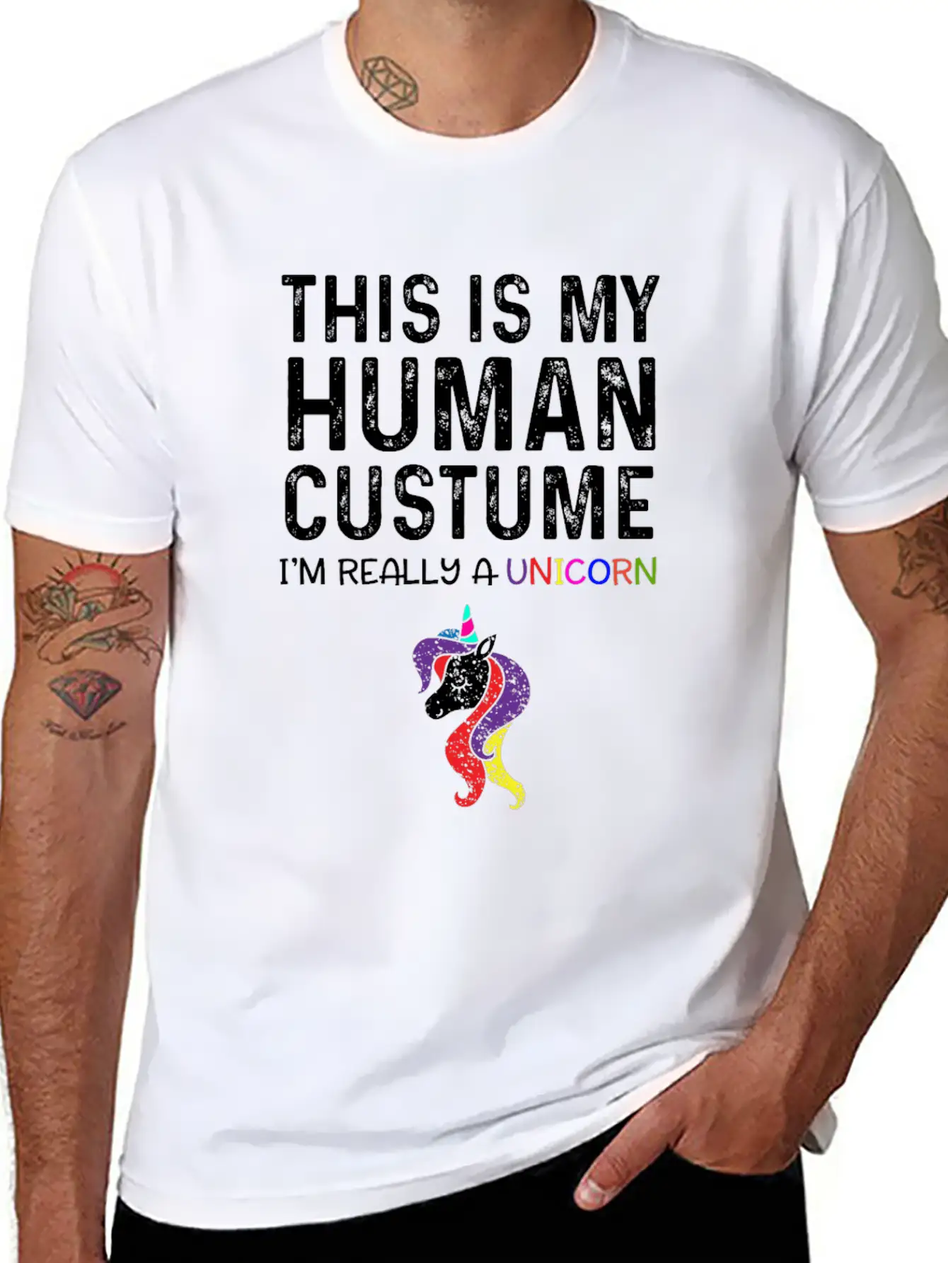 This Is My Human Costume I'm Really A Unicorn Unisex Casual T-Shirt – Clean Design For Daily Comfort
