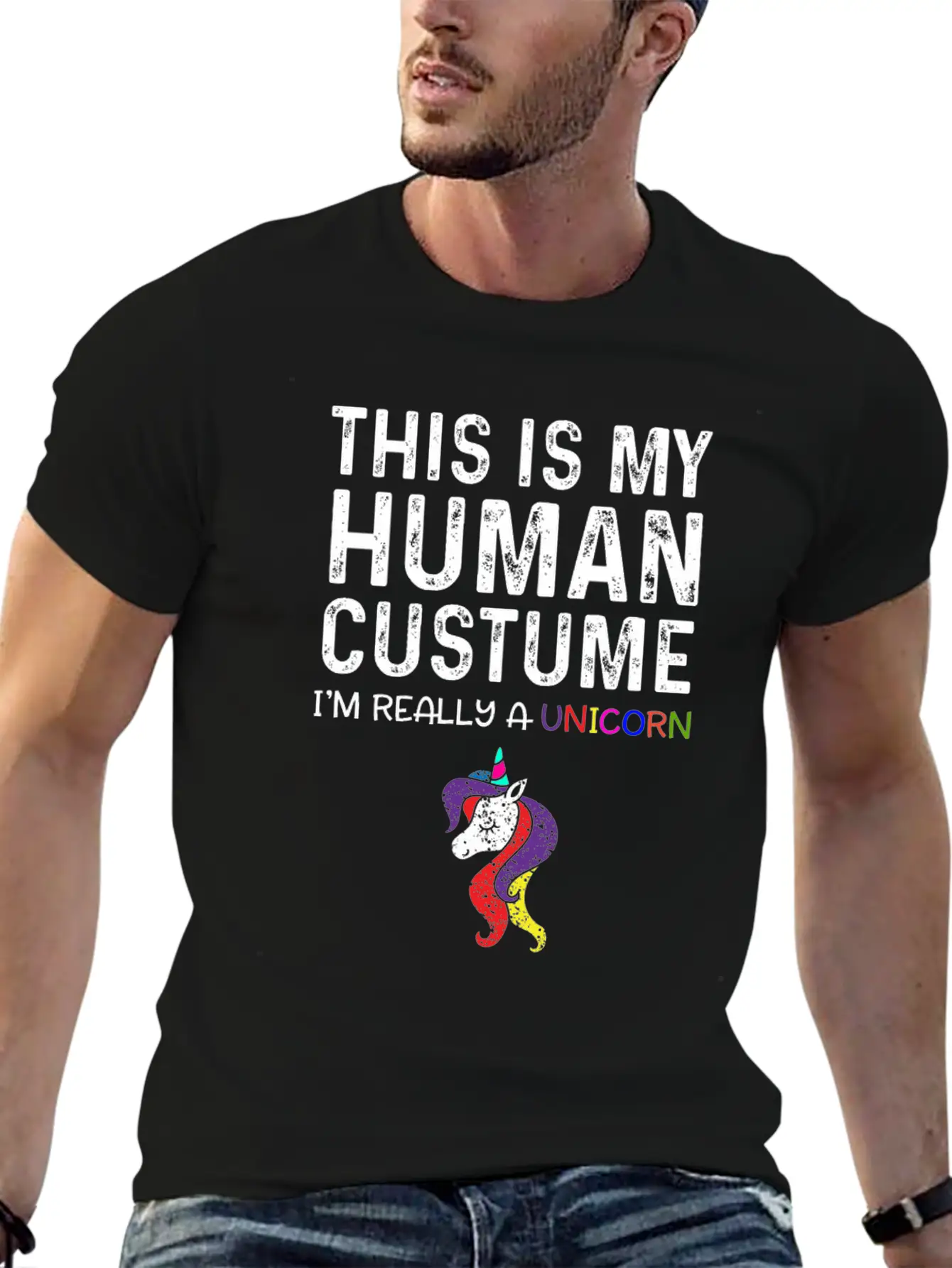 This Is My Human Costume I'm Really A Unicorn Unisex Casual T-Shirt – Clean Design For Daily Comfort