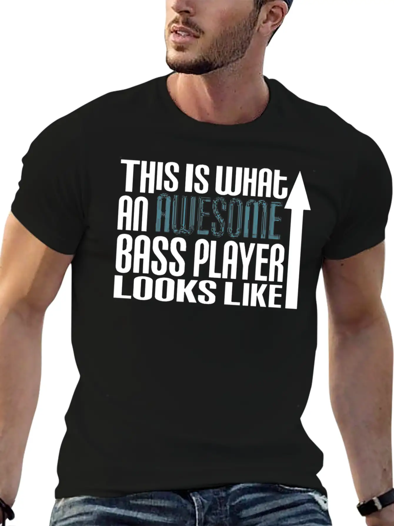 This Is What An Awesome Bass Player Looks Like Unisex Short Sleeve Soft Cotton T-Shirt – Casual Everyday Wear