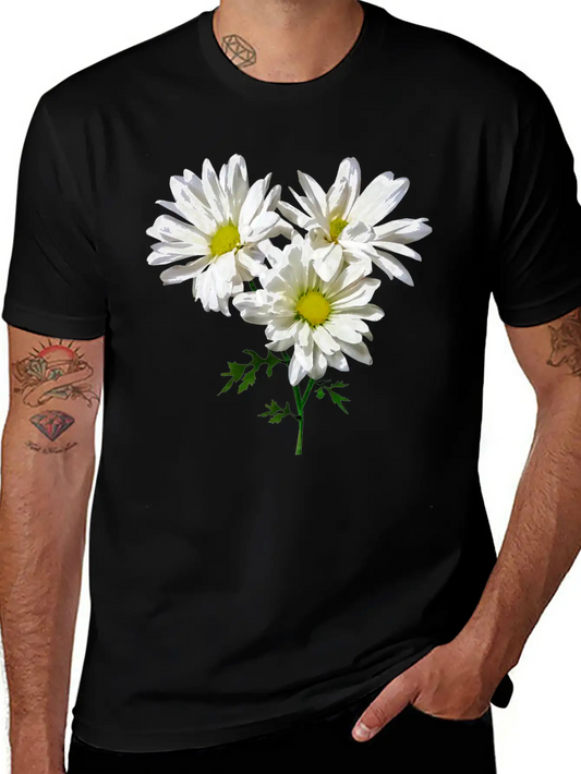 Three White Daisies Unisex Short Sleeve Soft Cotton T-Shirt – Casual Everyday Wear