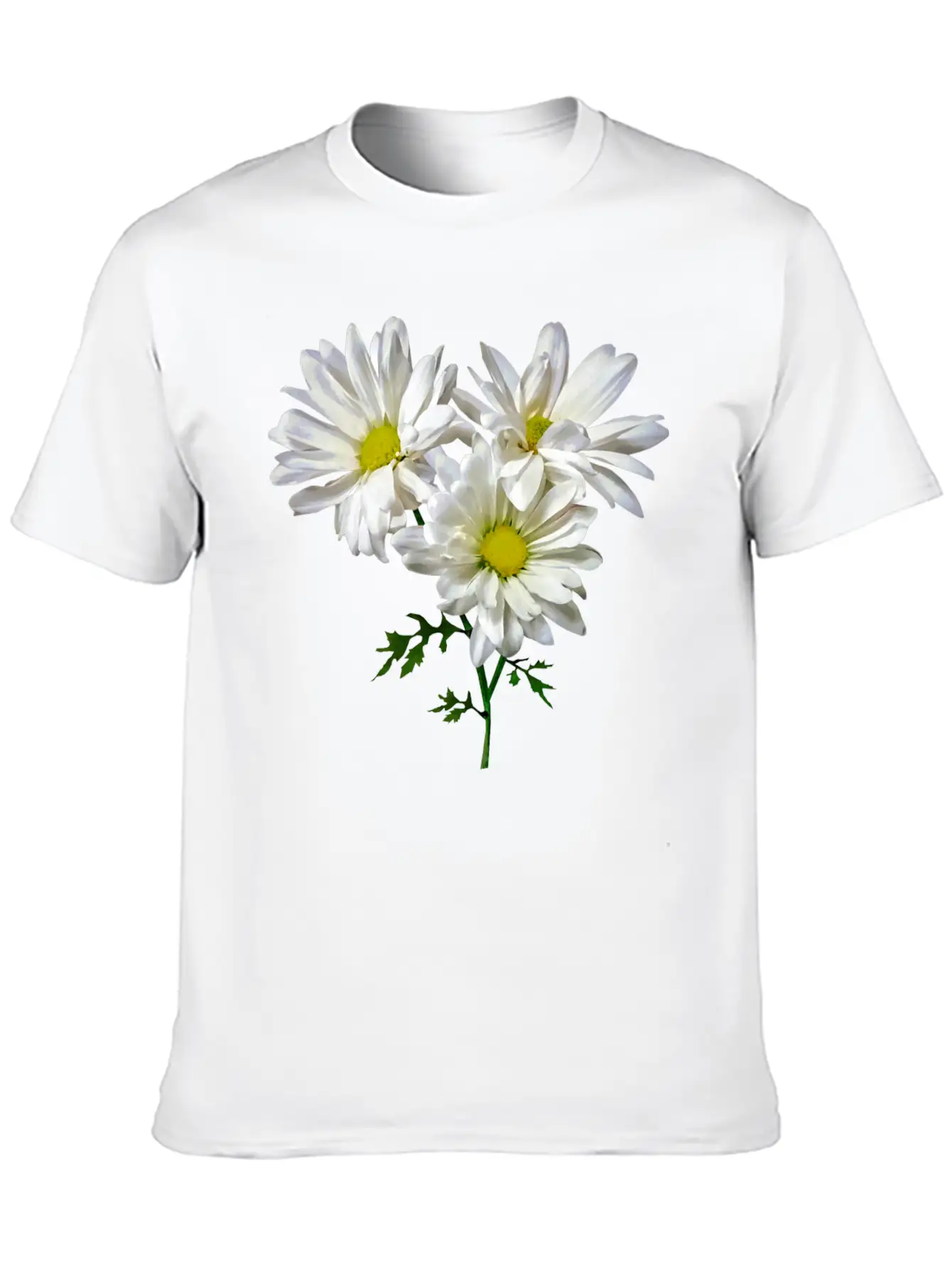 Three White Daisies Unisex Short Sleeve Soft Cotton T-Shirt – Casual Everyday Wear