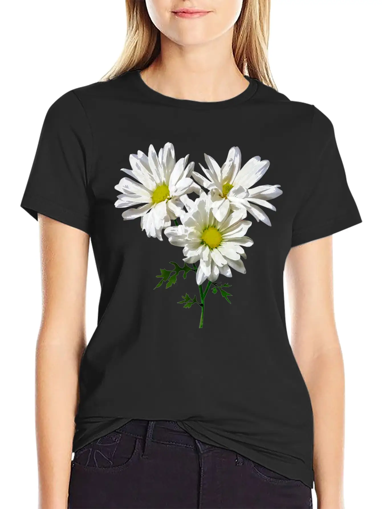 Three White Daisies Unisex Short Sleeve Soft Cotton T-Shirt – Casual Everyday Wear