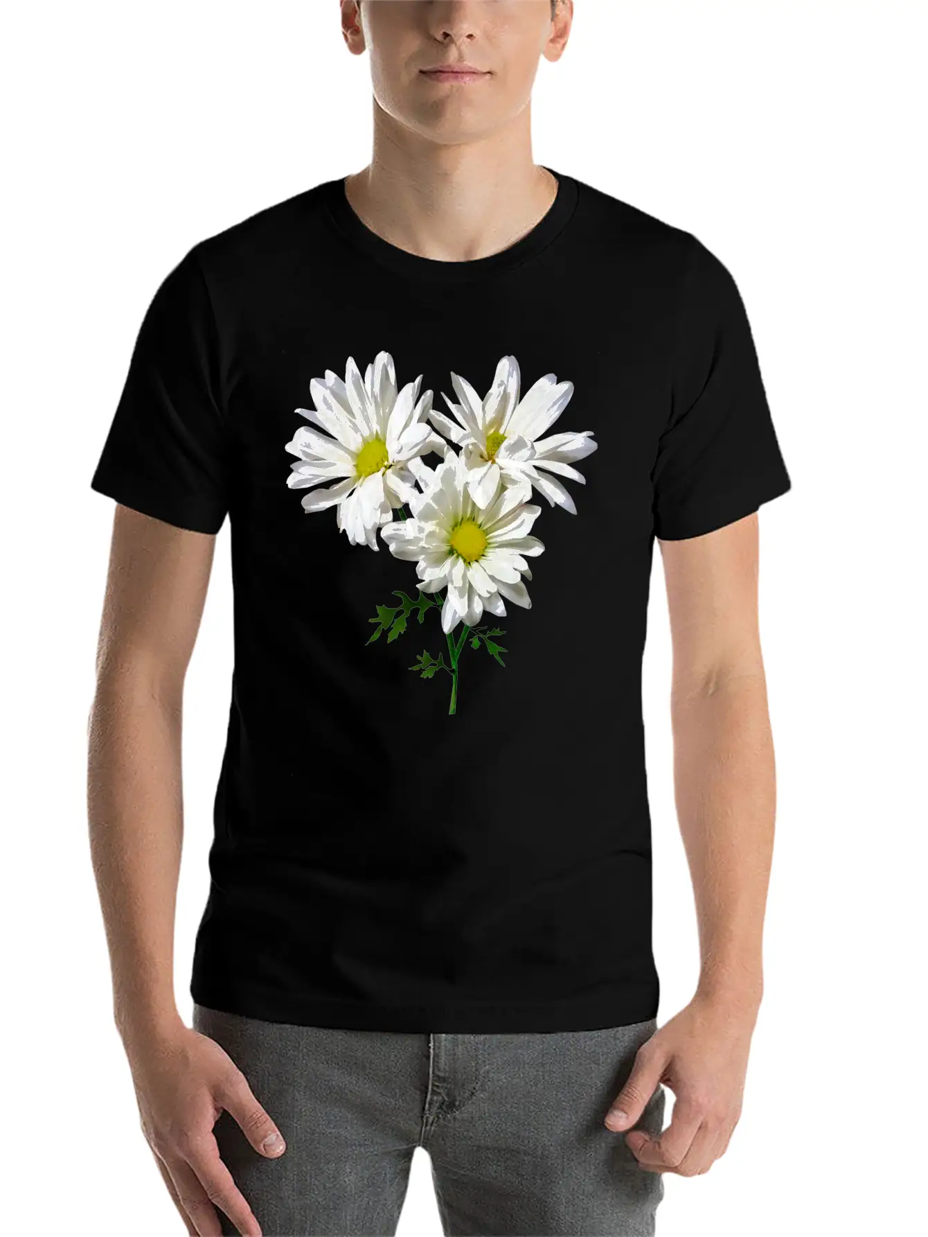 Three White Daisies Unisex Short Sleeve Soft Cotton T-Shirt – Casual Everyday Wear